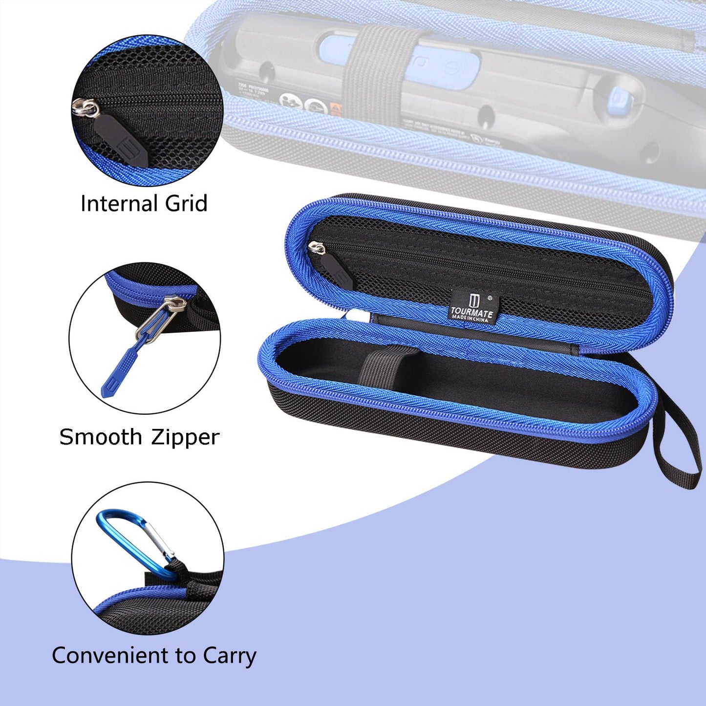 Tourmate Hard Storage Case for 7350-5/Dremel 7350 Cordless Rotary Tool - Travel Case for Tarlido/GOXAWEE/Saker/Cordless Rotary Tool Kit(Only Box)（Black & Blue）