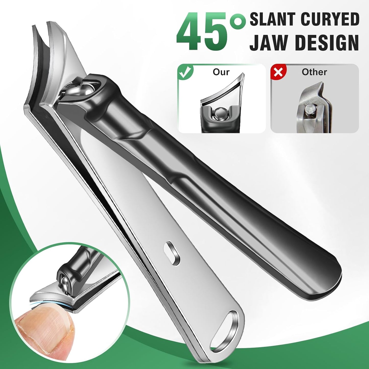 Toenail Clippers for Seniors - Long Handle Angled Head Design | 6-Piece Set for Thick & Ingrown Nails