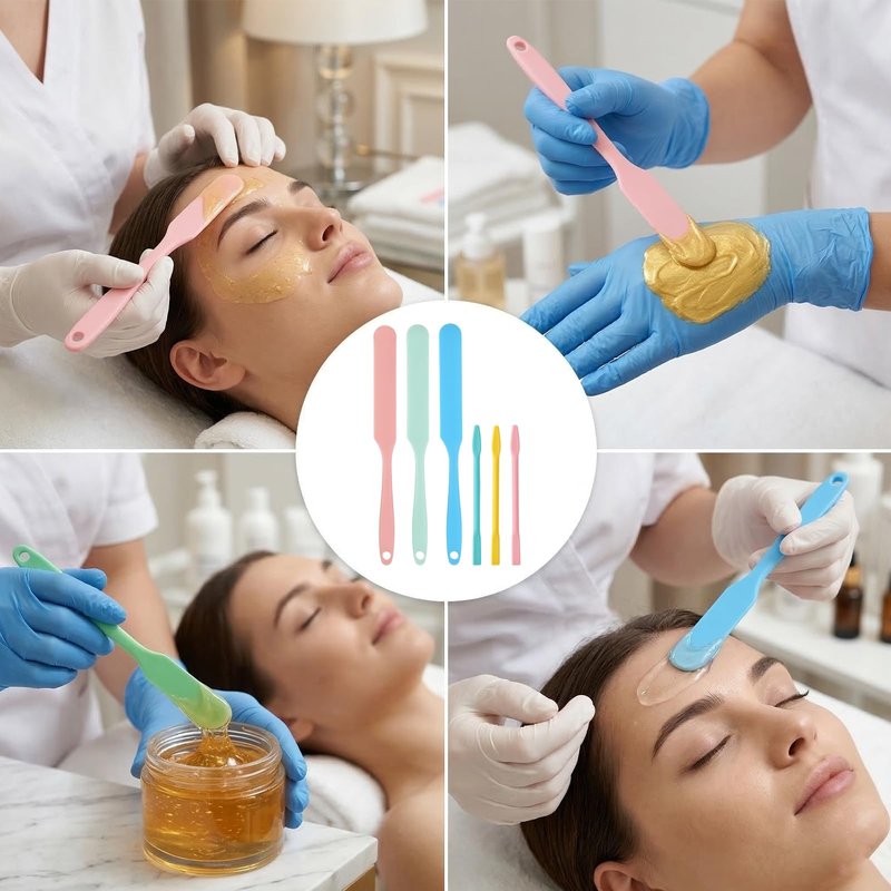 6PCS Non Stick Wax Spatulas Set, Silicone Waxing Sticks Hair Removal Sticks Applicator, Large Reusable Hard Wax Scraper, Eyebrow Waxs Stick For Home Salon Body Use Mixing Scraping Spreading