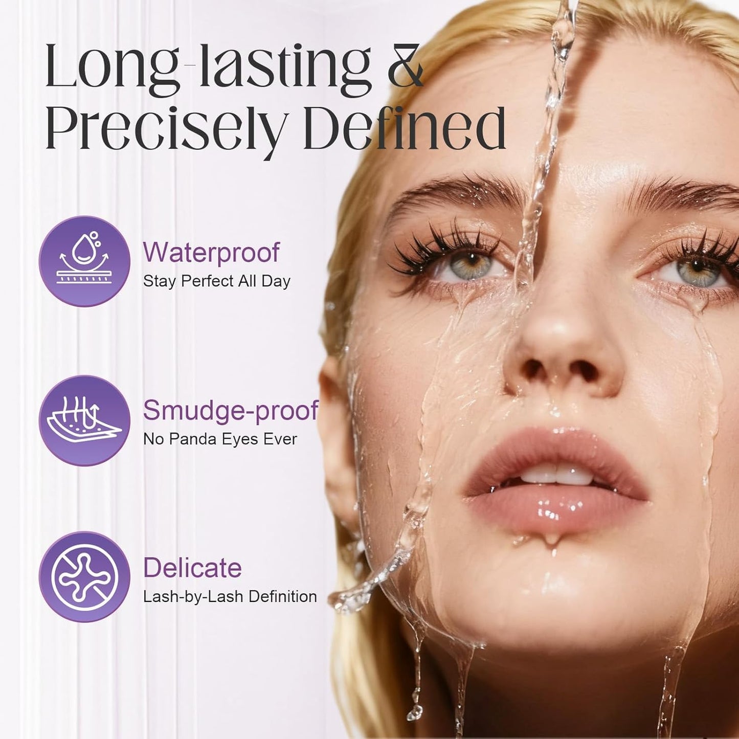 5D Curling Eyelash Iron Mascara - Waterproof Volume & Length | Long-Lasting Smudge-Proof Black Mascara