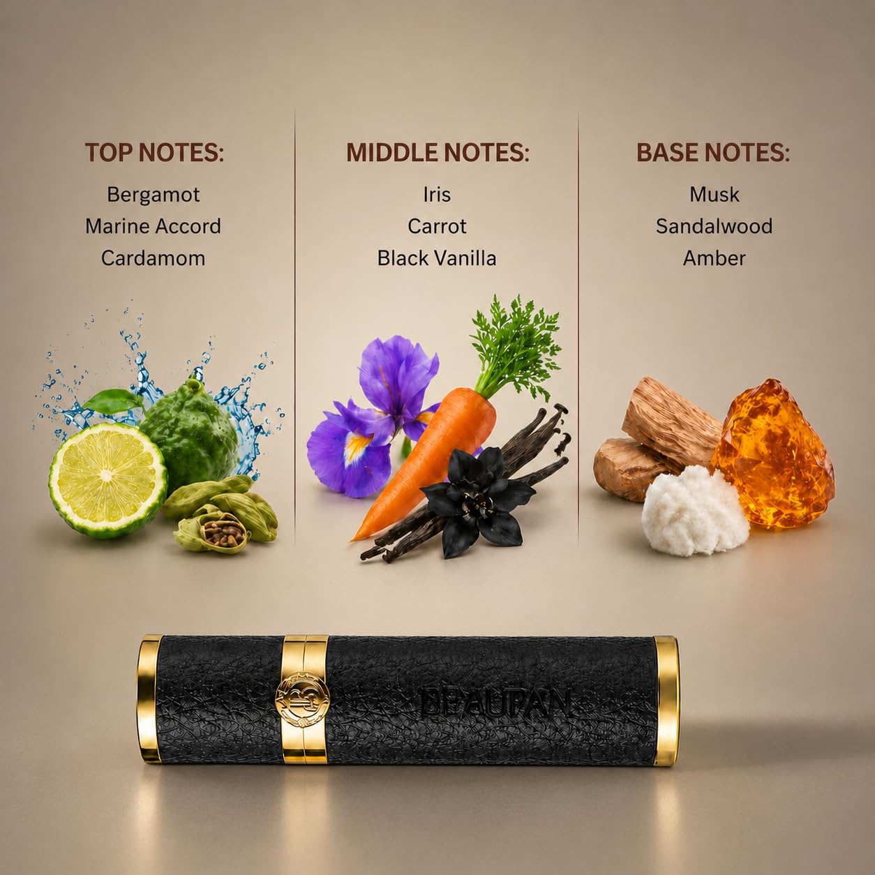Black Gold Perfume Gift Set for Women - Mini Travel Kit | Long-Lasting Spicy Woody Fragrance with Bergamot, Black Vanilla & Sandalwood