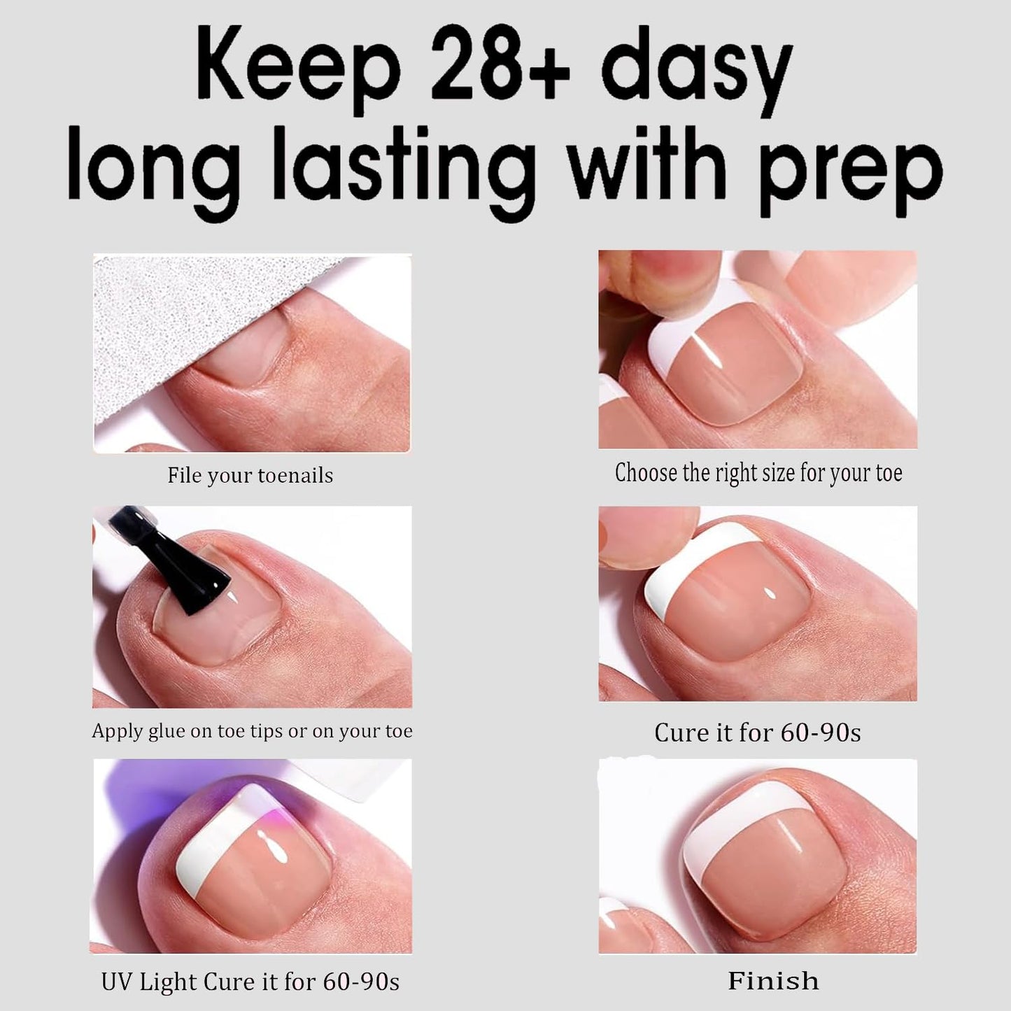 Dsixnails Tortoiseshell Toe Nail Tips, Soft Short Press on Toenails