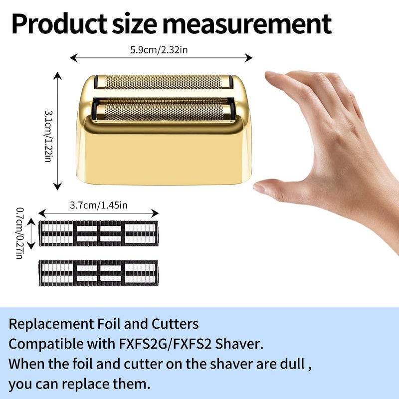 1 Pack Professional Replacement Foil and Cutters for BaBylissPRO Barberology Double Foil Shaver, Compatible with BaBylissPRO Barberology FXFS2 Shaver，Gold