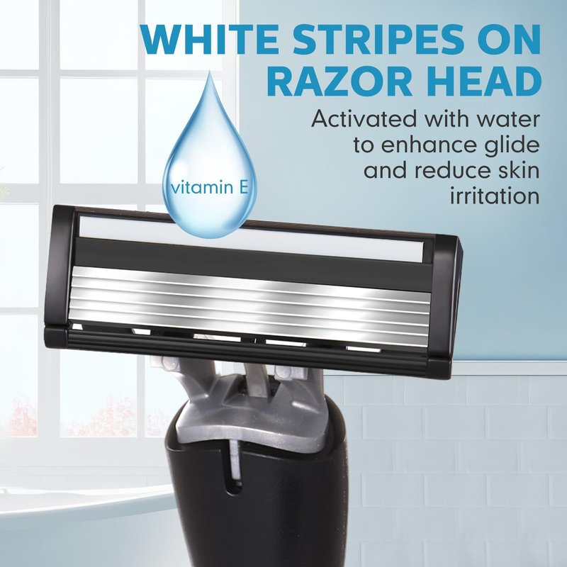 Wovnet 37 Pcs Refillable 5 Blade Disposable Razors for Men Sensitive Skin Razor Men's Disposable Refillable Razors Set Shaving Kit, 1 Razor Handle and 36 Cartridges