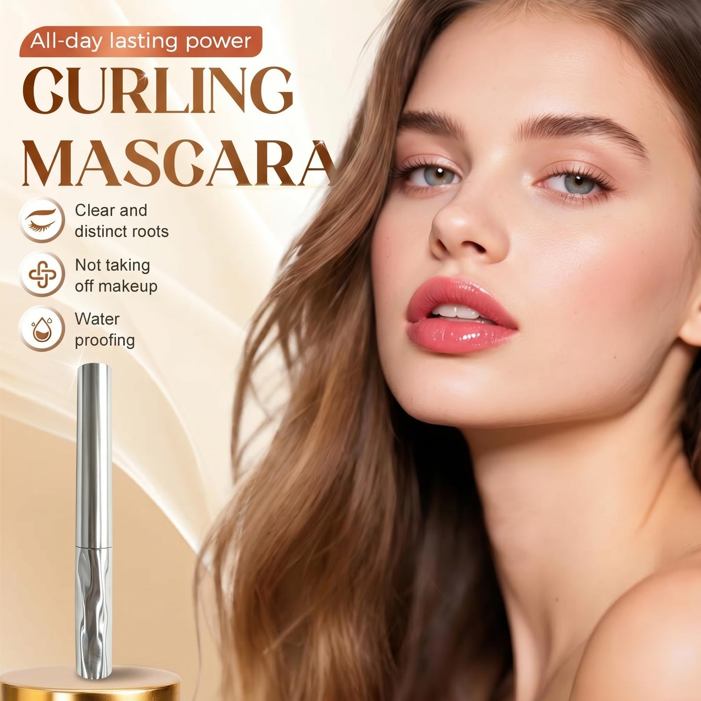 Waterproof Mascara, 2026 New Metal Wand Mascara with Waterproof Quick Drying Formula, Volumizing Lengthening and Curling for Natural 3D Lashes and Definition (Black,2PCS)