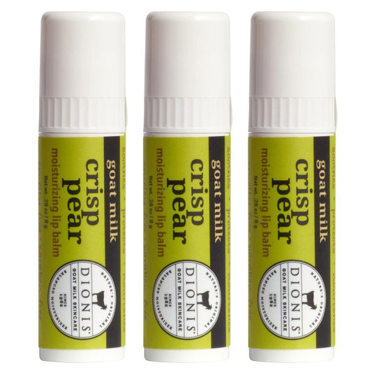 Dionis Goat Milk Jumbo Lip Balm - Moisturizing for Dry, Chapped, Lips, Conditioning with Beeswax, Shea Butter, Coconut Oil - Crisp Pear 0.28oz (Pack of 3)