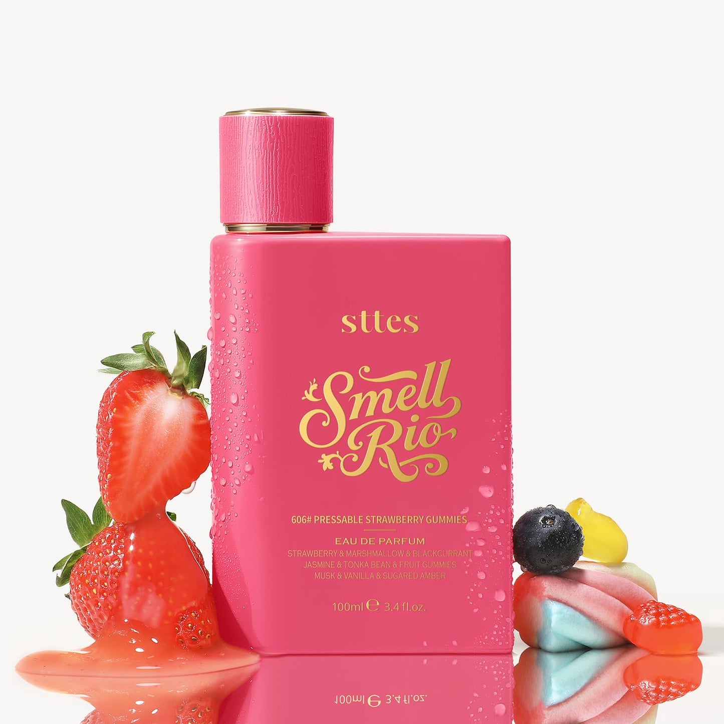 Sttes Smell Rio Perfume 606# (Pressable Strawberry Gummies) Hair Perfume for Women – Long-Lasting Strawberry, Candy, Vanilla & Marshmallow Gourmand Fragrance Eau de Parfum 100ml (3.4 fl oz)