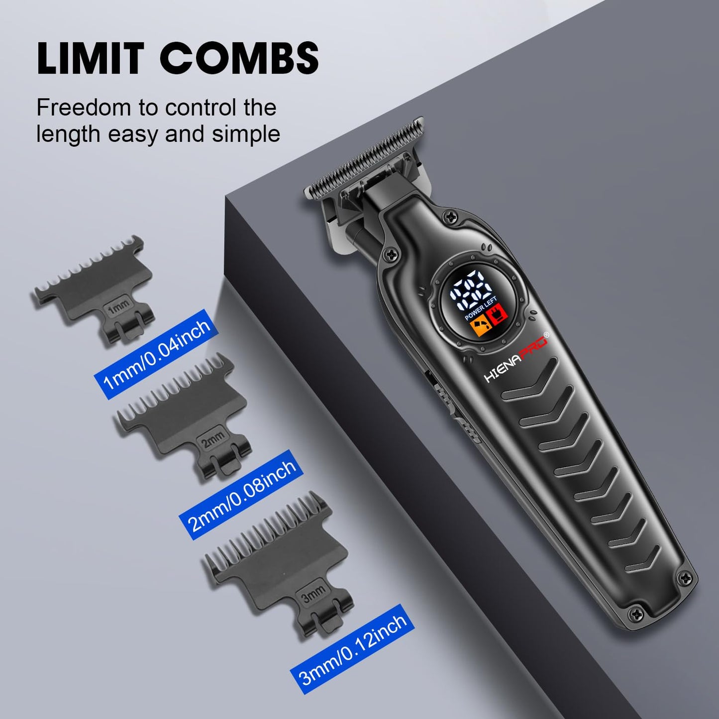 HIENA PRO Professional Hair Beard Trimmer for Men Hair Clippers for Barber with T Blade, Cordless Clippers for Hair Cutting Rechargeable Barber Clippers