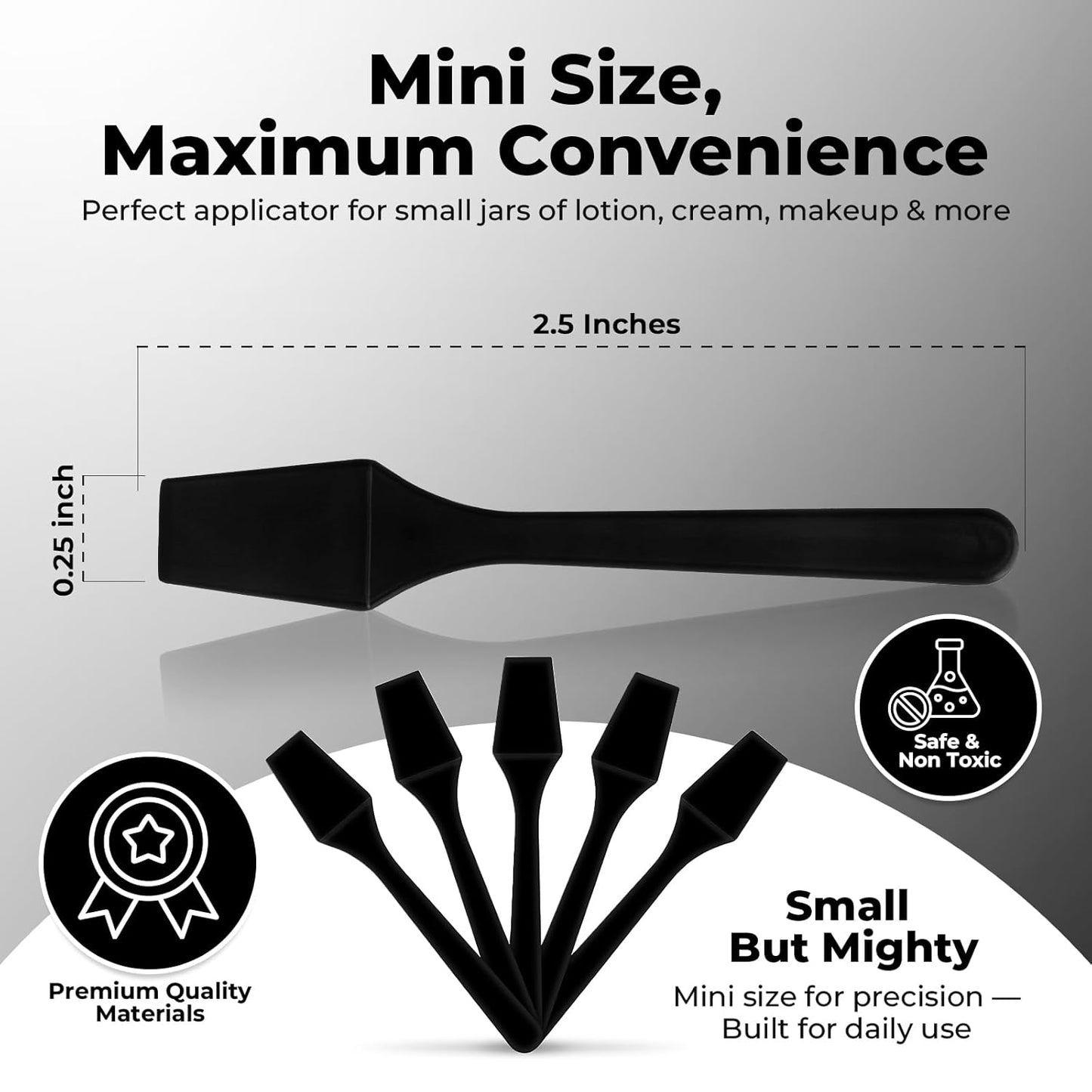 Mini Lotion Spatula - 100 Pack Disposable Applicators for Skincare, Creams & Crafts | 2.5" Black Ointment Mixers