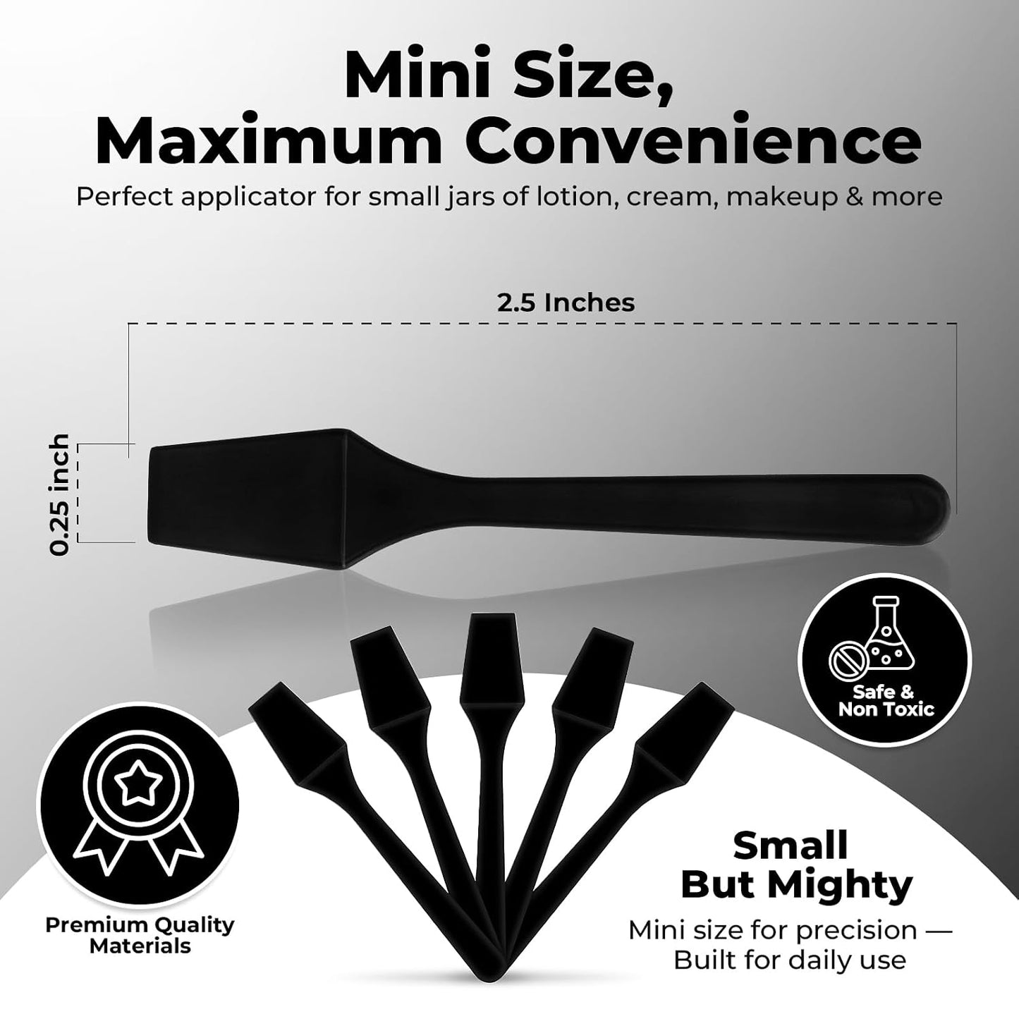 Mini Lotion Spatula - 100 Pack Disposable Applicators for Cosmetics, Creams & Crafts | 2.5" Black Ointment Tool