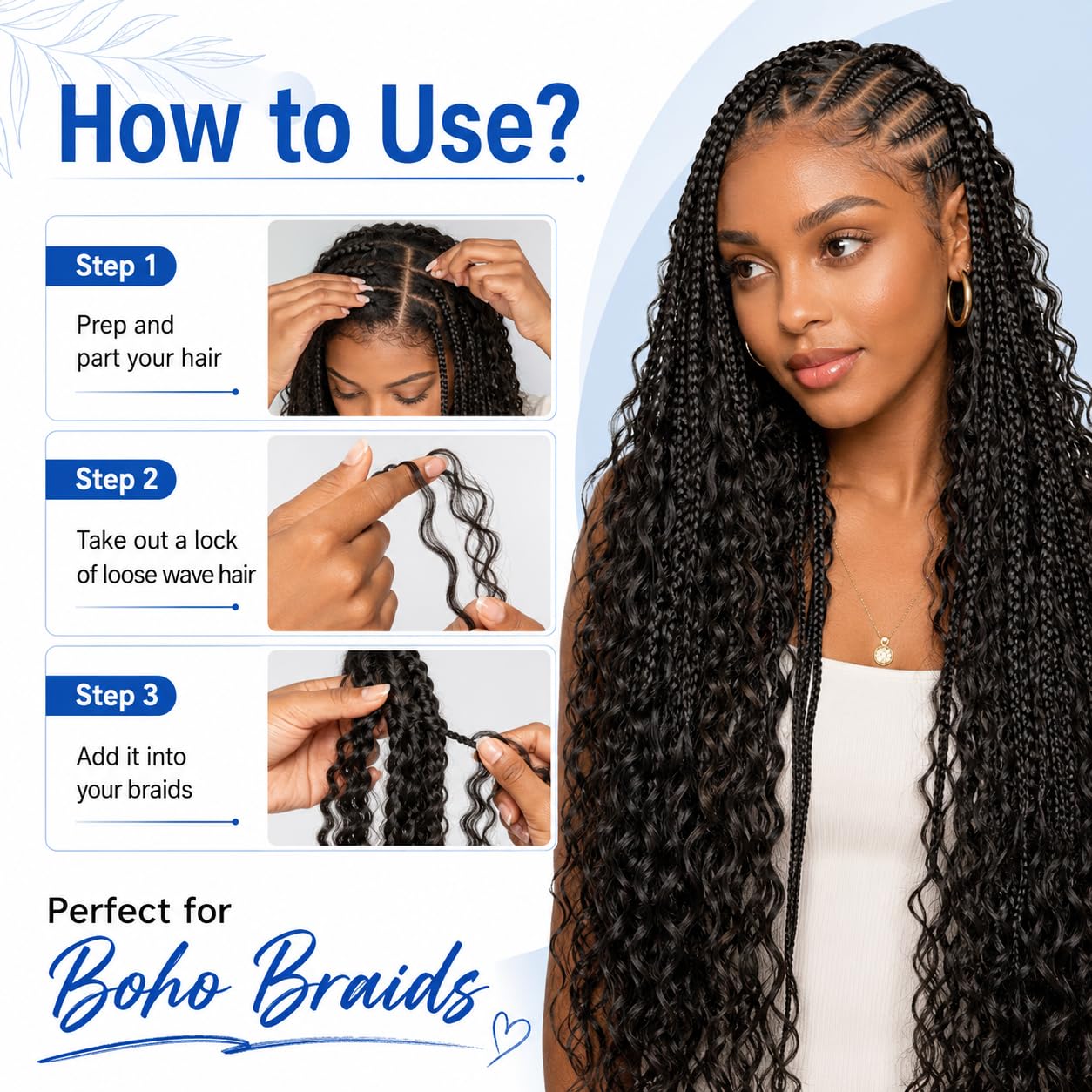 BIZVUS Human Braiding Hair for Boho Braids 110g Deep Wave Boho Bulk Human Hair for Braiding Knotless 12A Wet and Wavy Bulk Bohemian Curly 3 Bundles/Pack #99J Burgundy Color 16 inch