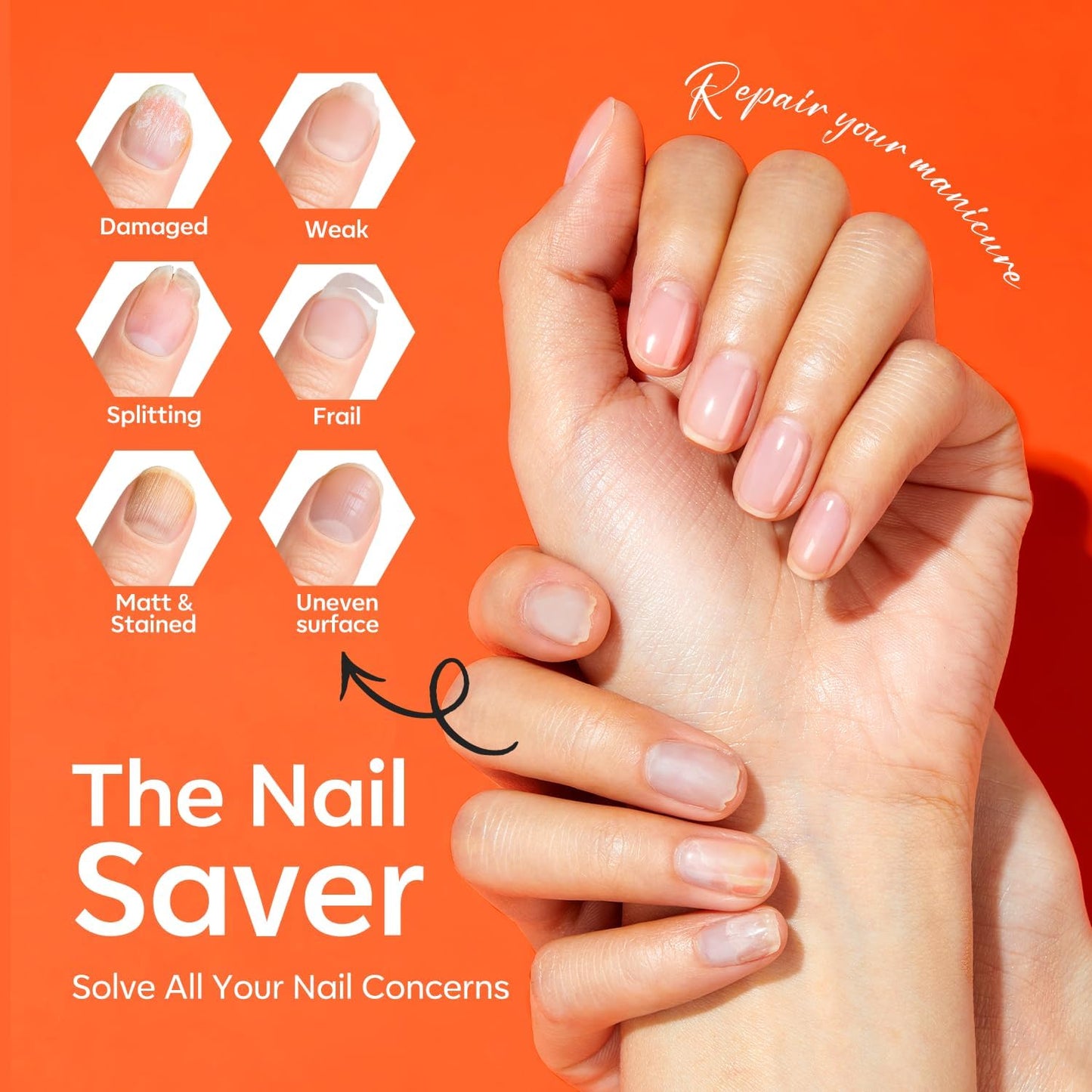 Nail Strengthener & Growth - Extra Strong 3-in-1 Clear Hardener for Damaged Nails | 13.5ml