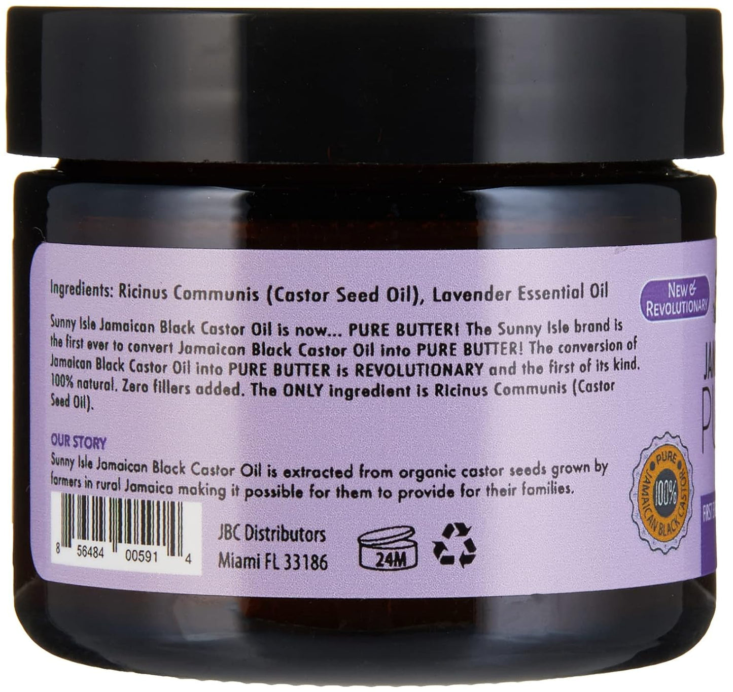 Jamaican Black Castor Oil Pure Butter - Lavender Scented, Natural & Organic - 2 oz