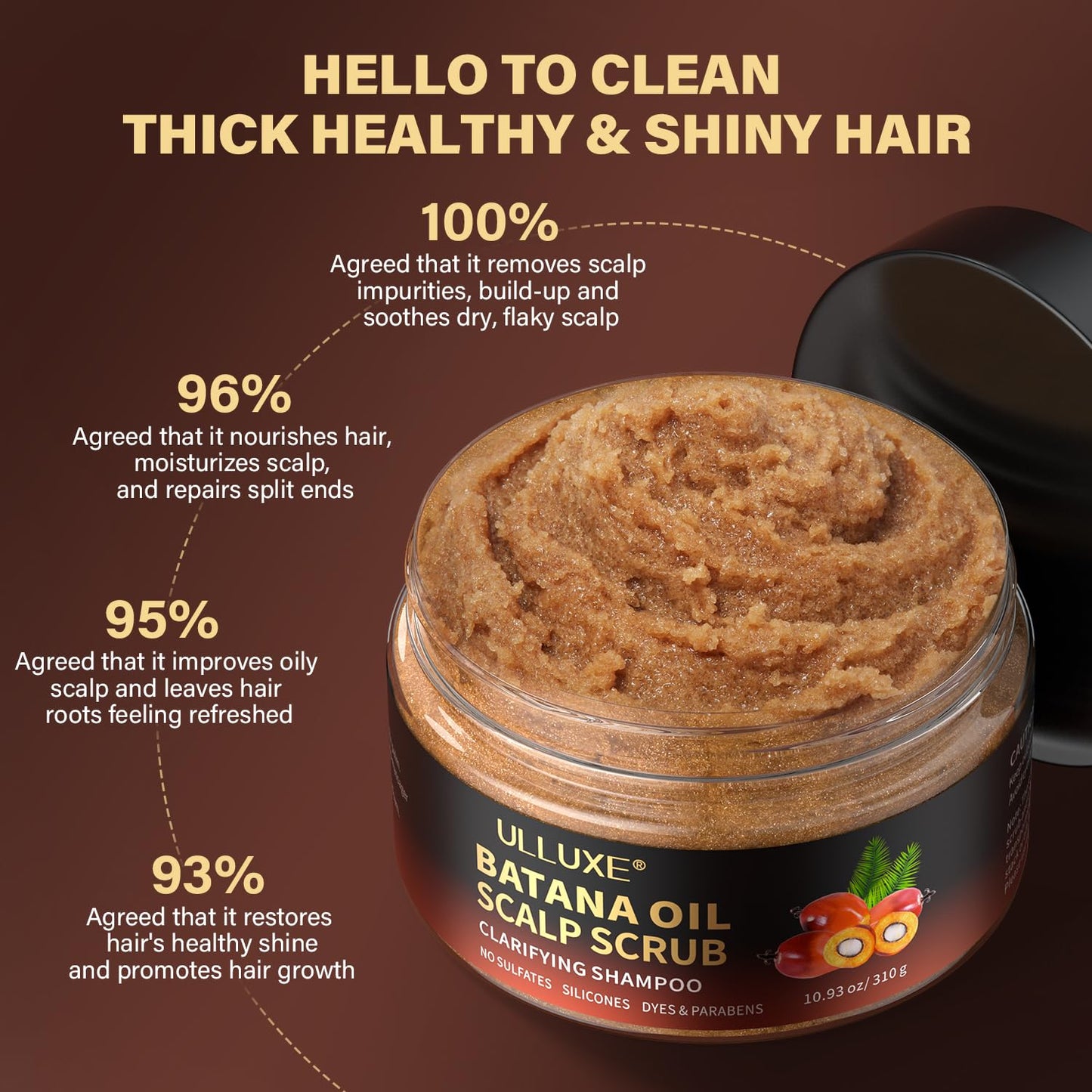 Scalp Scrub for Hair Growth - Exfoliating Deep Cleanser with Batana Oil & Rosemary | 10.93 oz
