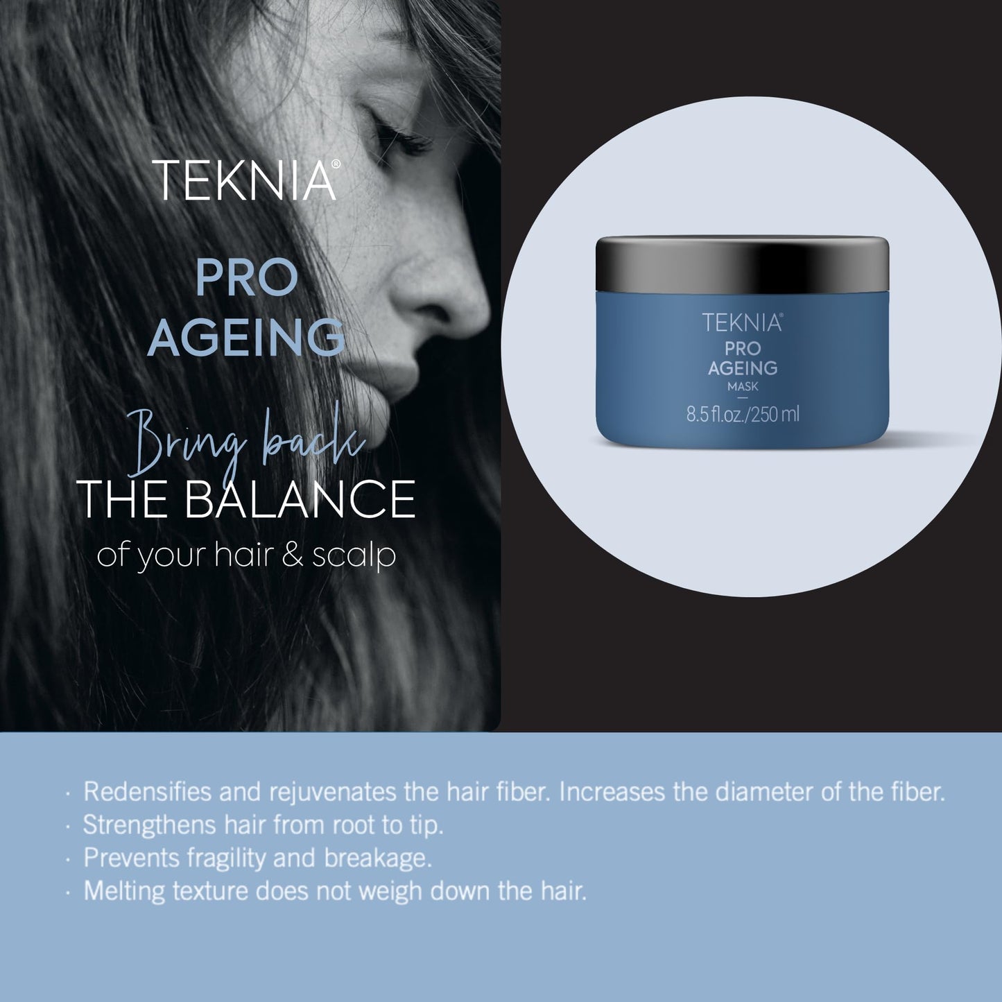 Lakmé Teknia Pro-Ageing Mask, Amino Acid Enhanced Strengthening Hair Mask for Rejuvenating Hair, 8.5 Fl Oz