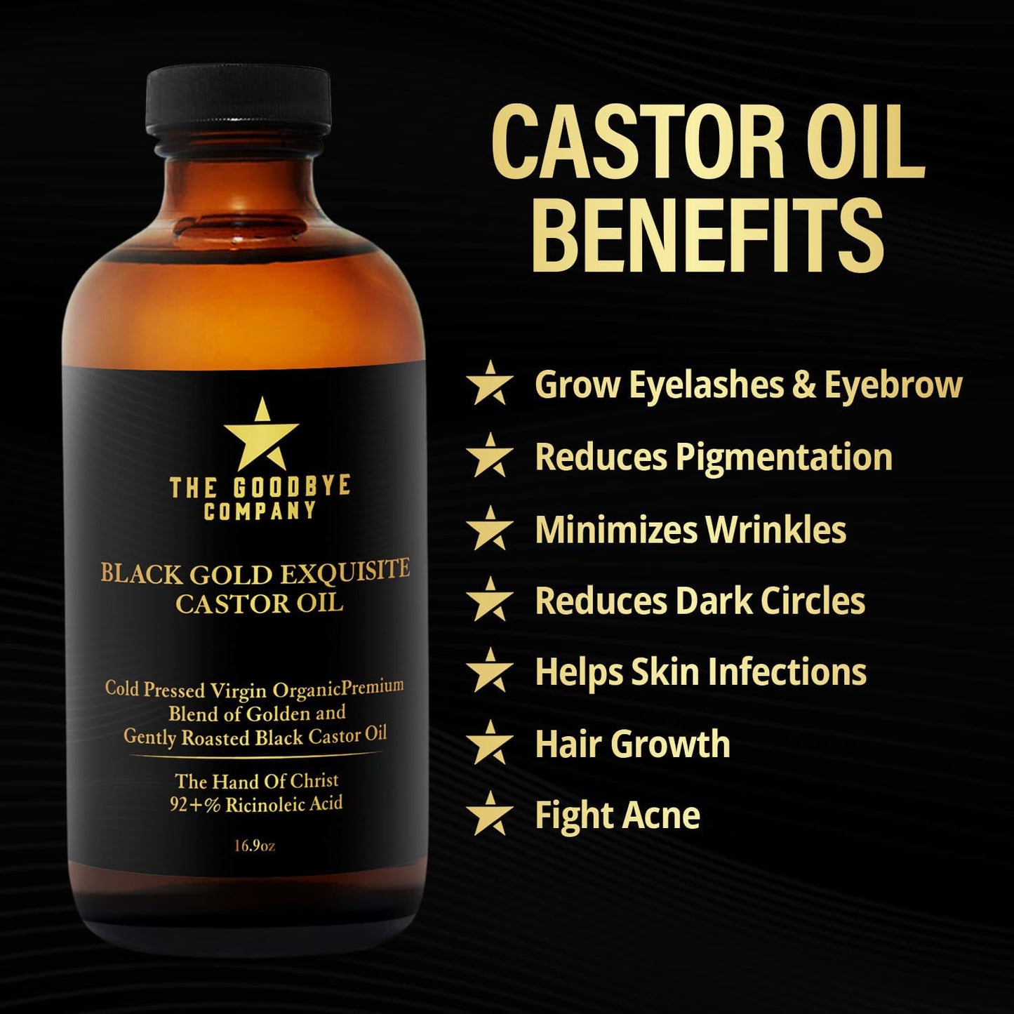 100% Pure Organic Jamaican Black Castor Oil - Premium Cold-Pressed for Hair Growth & Skin Moisturizing | 16.9oz