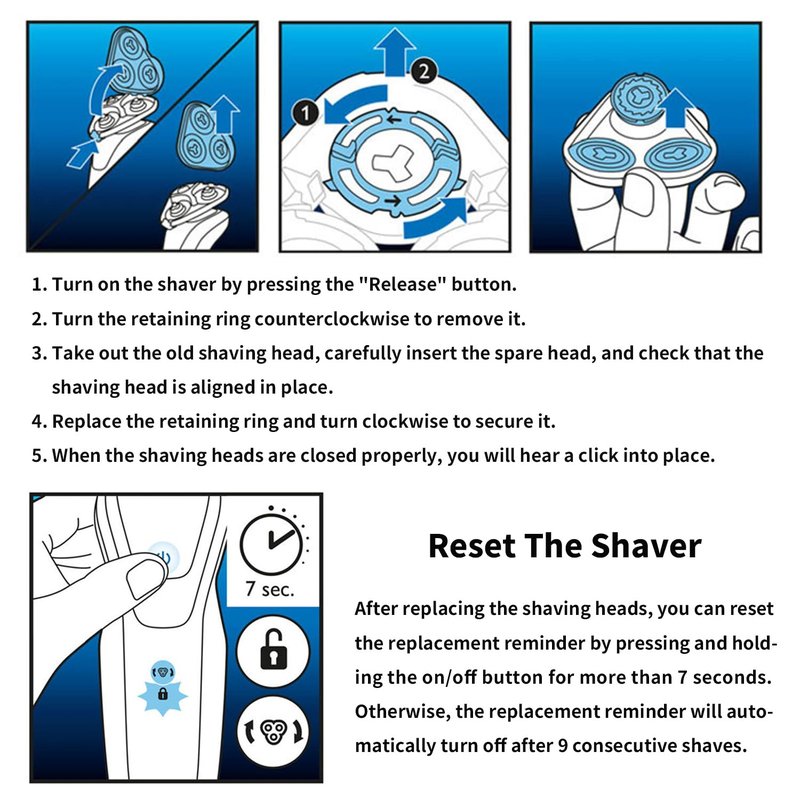 Durimi Replacement Complete Head Assembly for Philips Norelco Series 5000 Shavers
