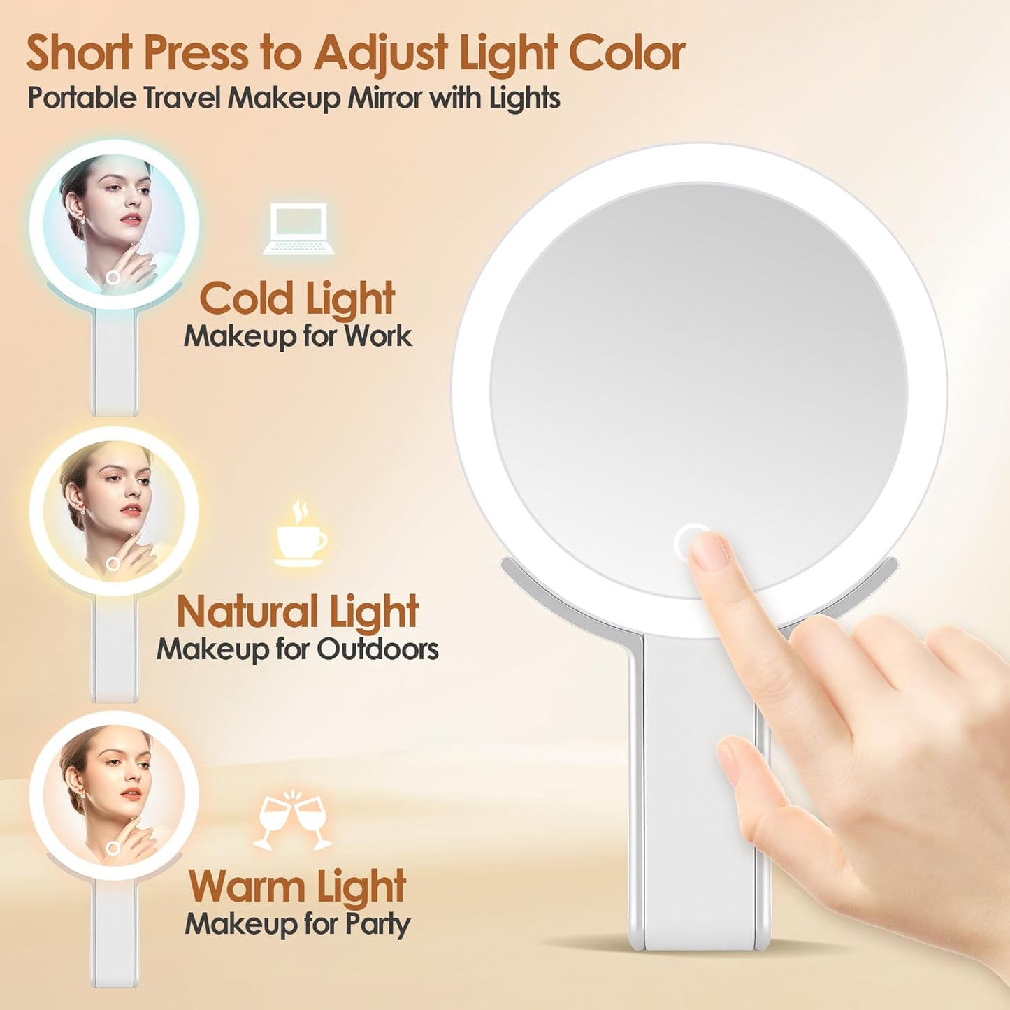 MIYADIVA Magnifying Makeup Mirror with Light - 30X/1X Double-Sided, Dimmable Touch Screen, Adjustable & Foldable | White