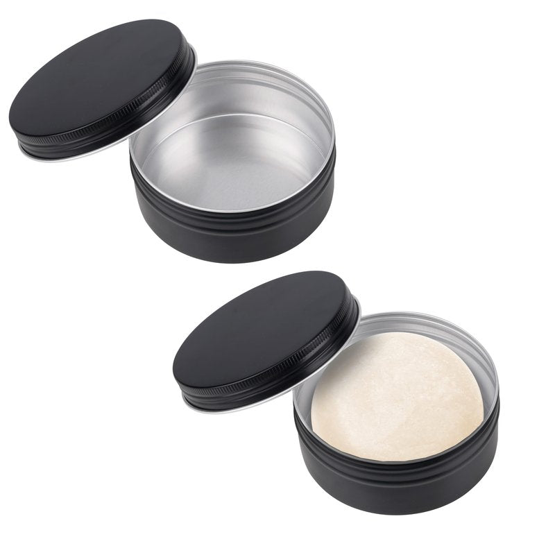 Linkidea Aluminum Shaving Soap Screw Top Tin with Cover, Shaving Soap Storage Replacement Case, Shaving Soap Box for Travel (Black)
