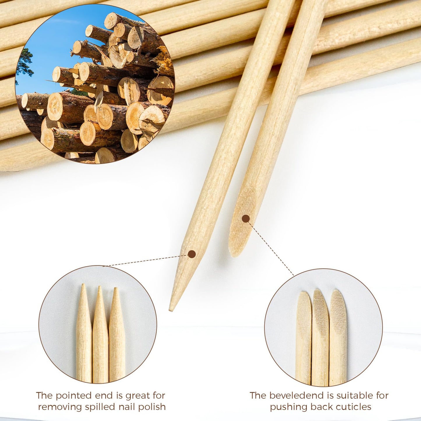 GOLD HONEY 180PCS Orange Sticks for Nails in Boxed - 4.5 Inch Double Sided Orange Wood Sticks for Nails Used - Professional Manicure & Cuticle Remover - Manicure Pedicure Tool