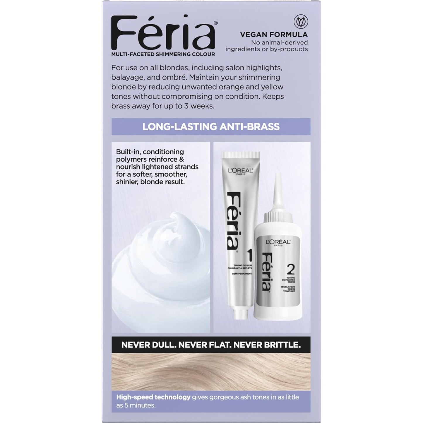 L’Oreal Paris Feria Ice Blonde Hair Toner - Ammonia Free Demi-Permanent Color, 1 Application