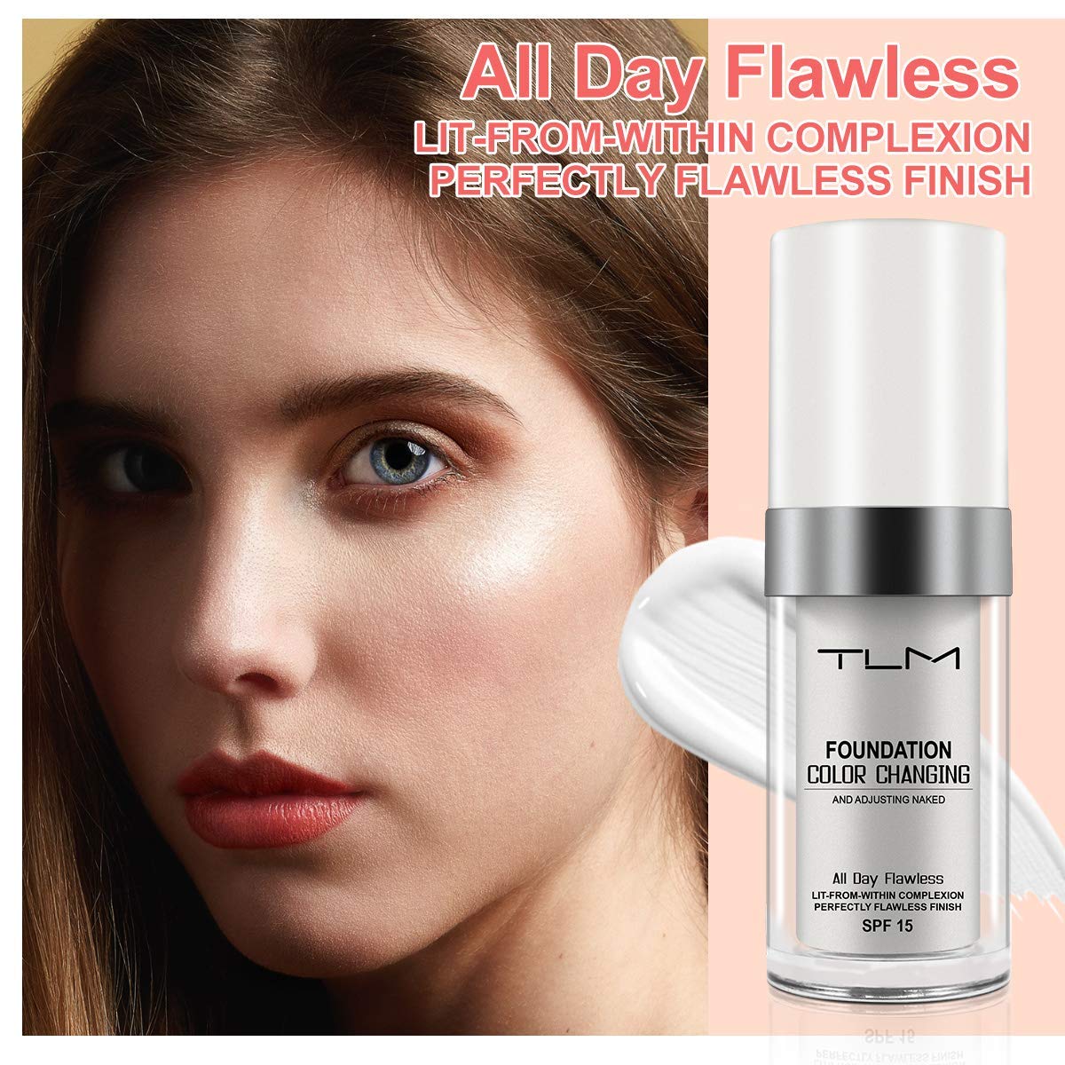 TLM Colour Changing Liquid Foundation - Wrinkle-Hiding BB Cream | Moisturizing Fluid for All Skin Tones, SPF 15, Pack of 2