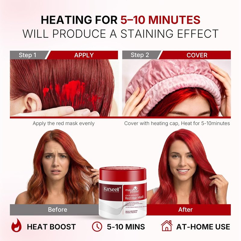 Karseell Color Depositing Conditioner - Red Hair Mask for Enhanced Color & Hydration | 500ml (16.9 fl oz)