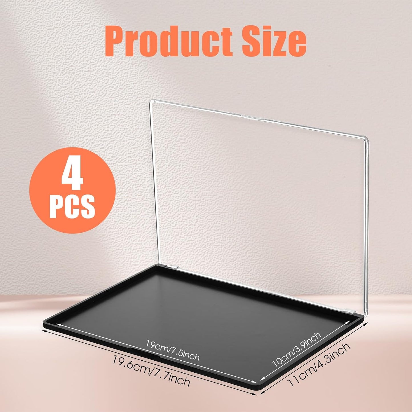 Magnetic Makeup Palette - 4 Pack Clear Top Storage Box for DIY Cosmetics | 7.7 x 4.3 Inches