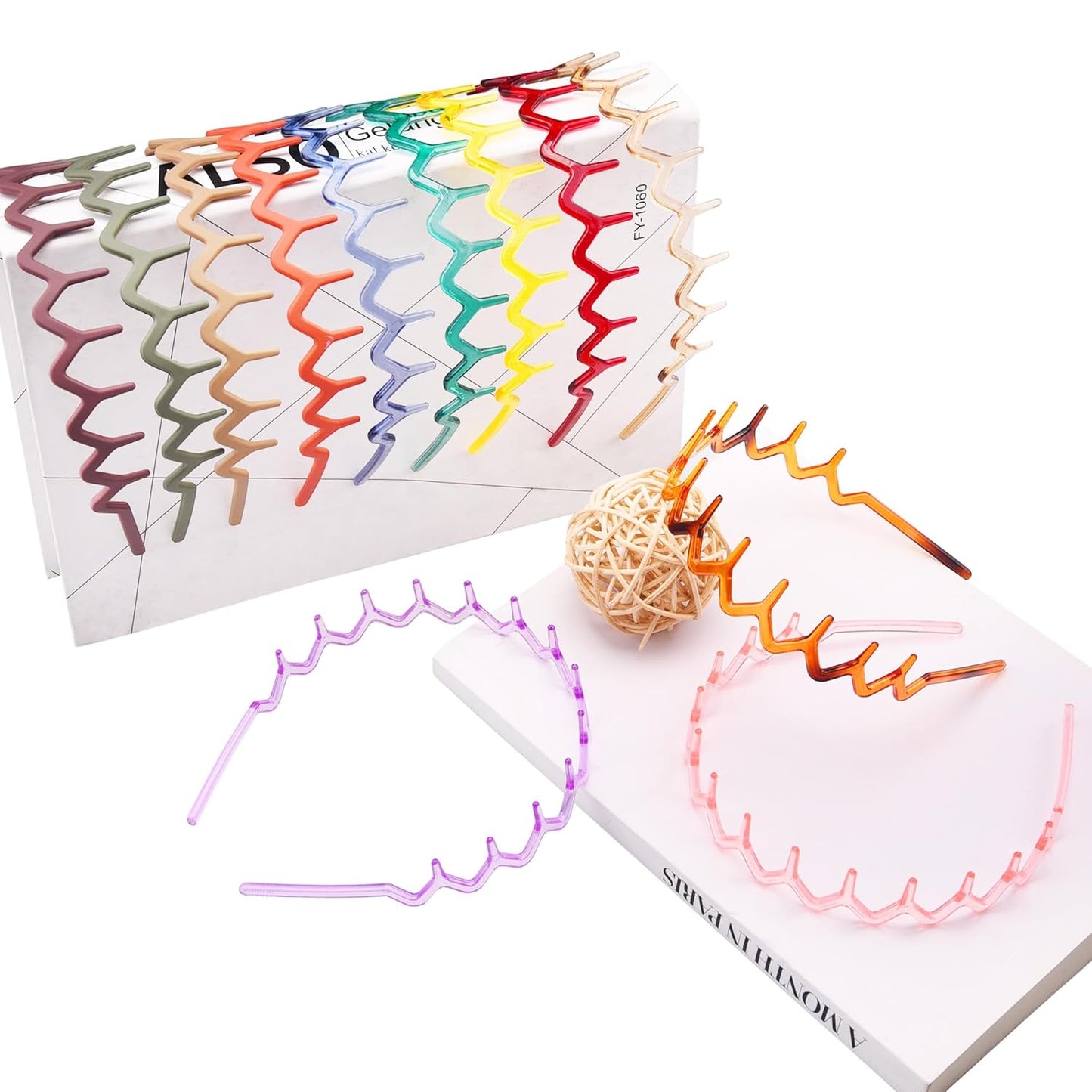 Duufin 12-Piece Zig Zag Headband Set for Women | Colorful Non-Slip Plastic with Teeth