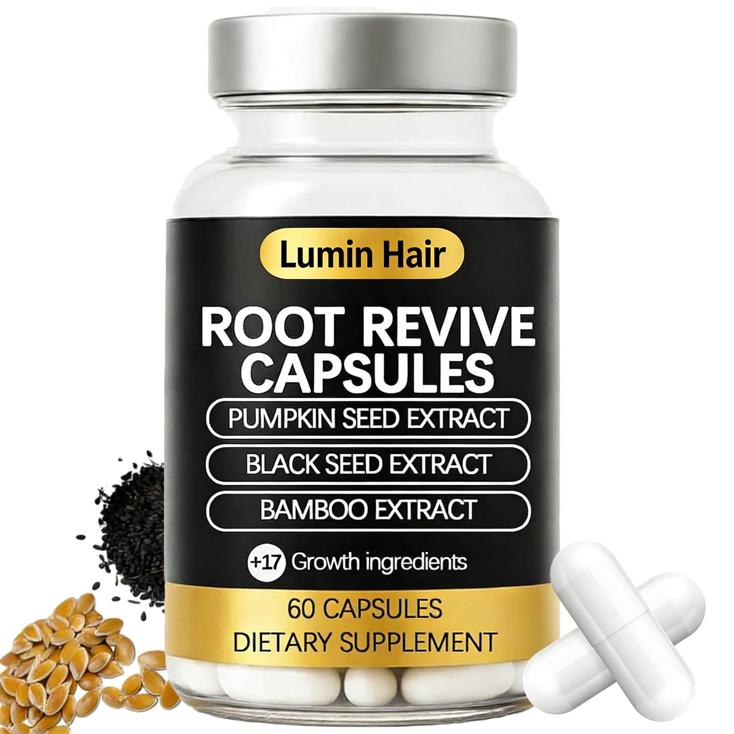 Root Revive Hair Growth Capsules for Women - Nourishing Formula with Black Seed, Biotin & Saw Palmetto | 60 Count