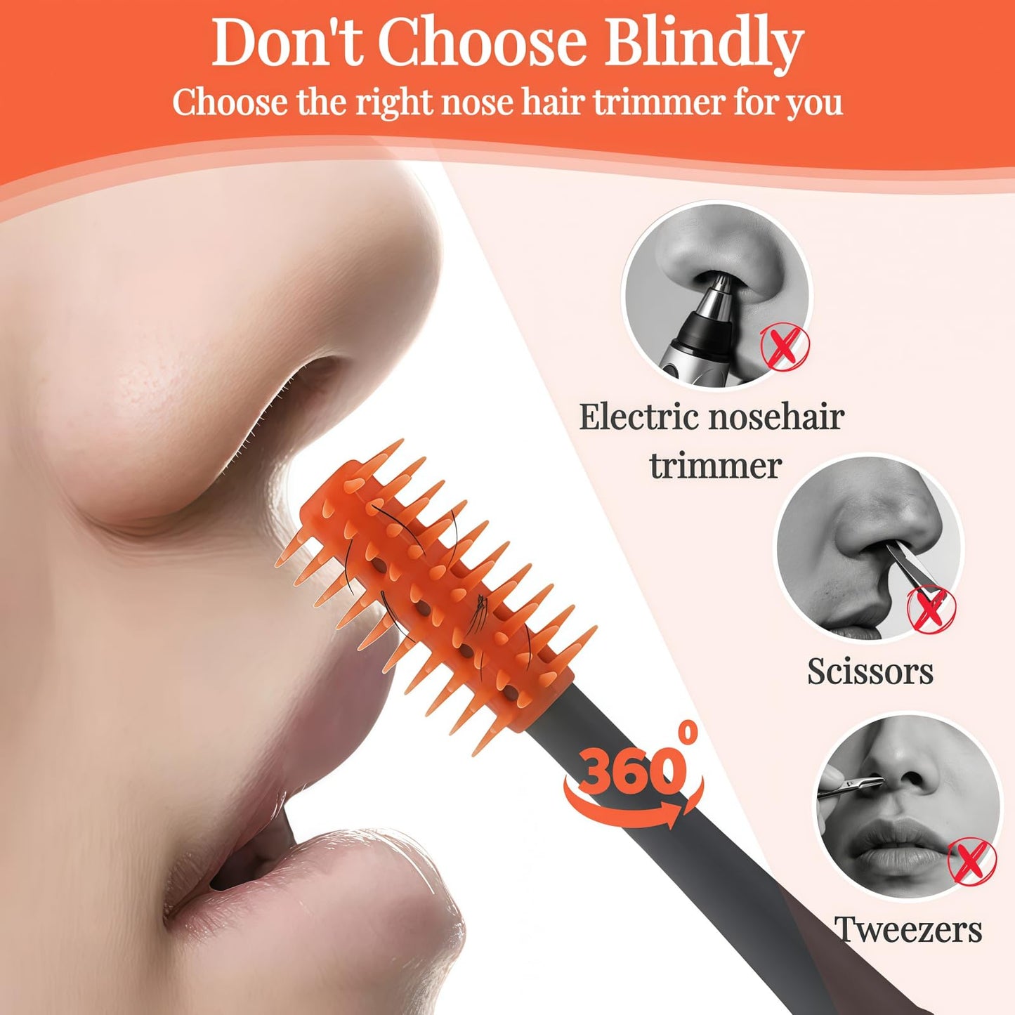 2026 Upgraded 2-in-1 Nasal Hair Cutter, 360° Rotating Double-Sided Blade, Washable Portable Grooming Tool for Men & Women, Travel Essential, 3-Pack (Multi-Color)