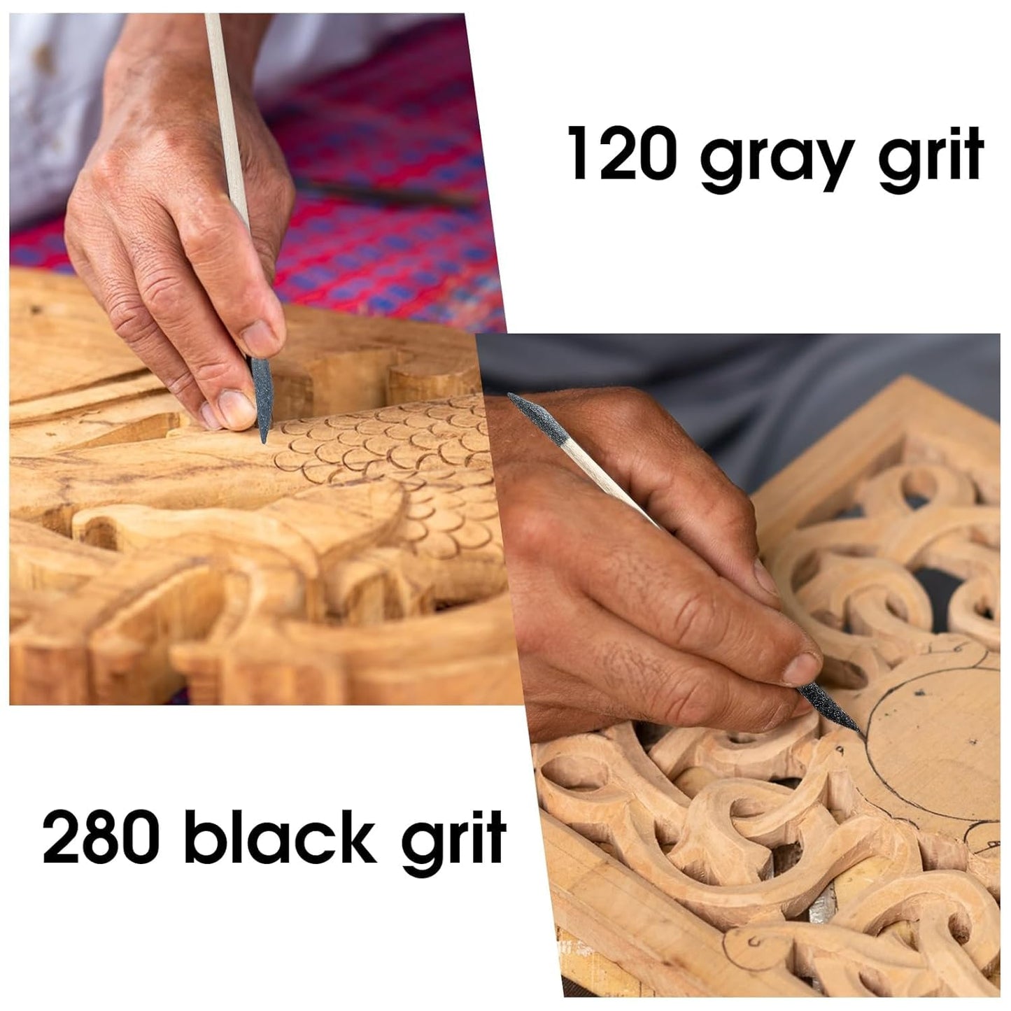 20/50Pcs Sanding Sticks, Double-Ended Matchstick Design Sanding Tools for Wood Plastic Models, 120/280 Grit Fine Detail Sander for Tight Spaces Crafts (5.4 x 0.2 Inch)