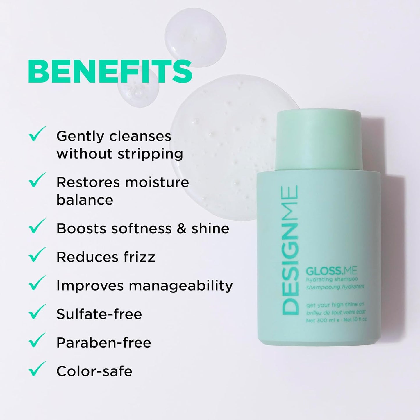 Design.Me GLOSS.ME Moisturizing Shampoo & Conditioner Set - Hydrating Hemp & Argan Oil for Dry, Colored Hair | 10 Fl Oz Each