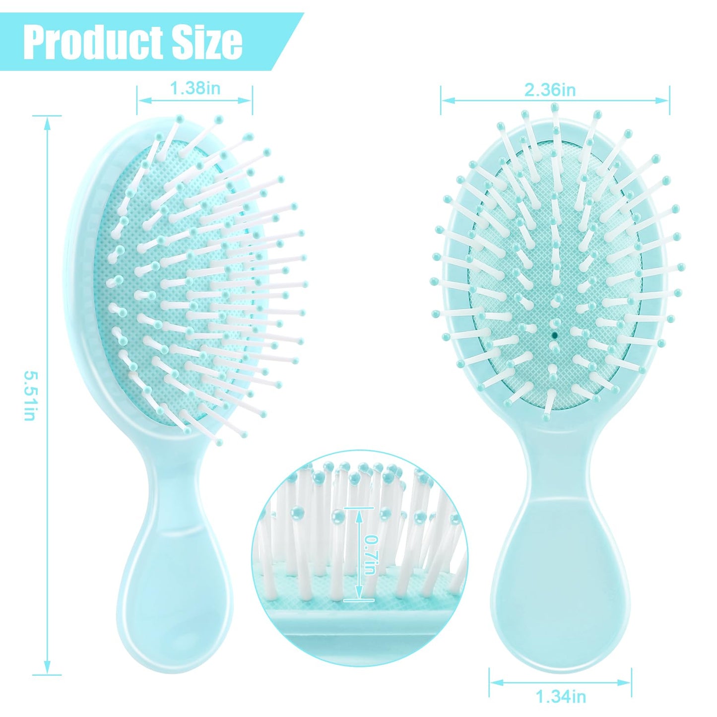 NICEMOVIC Bachelorette Party Favors Mini Wet Hair Brush 2 Pack, Bridesmaid Gifts for Women Teens Girls Toddler Kids, Stocking Stuffers for Teen Girls, Travel Small Hair Brush for Pocket Purse (Blue)