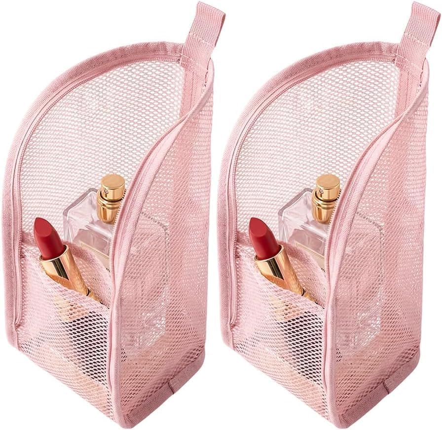 Large Capacity Waterproof Toiletry Bag - EVA Mesh Travel Organizer | Lightweight & Portable (White, 2 Pack)