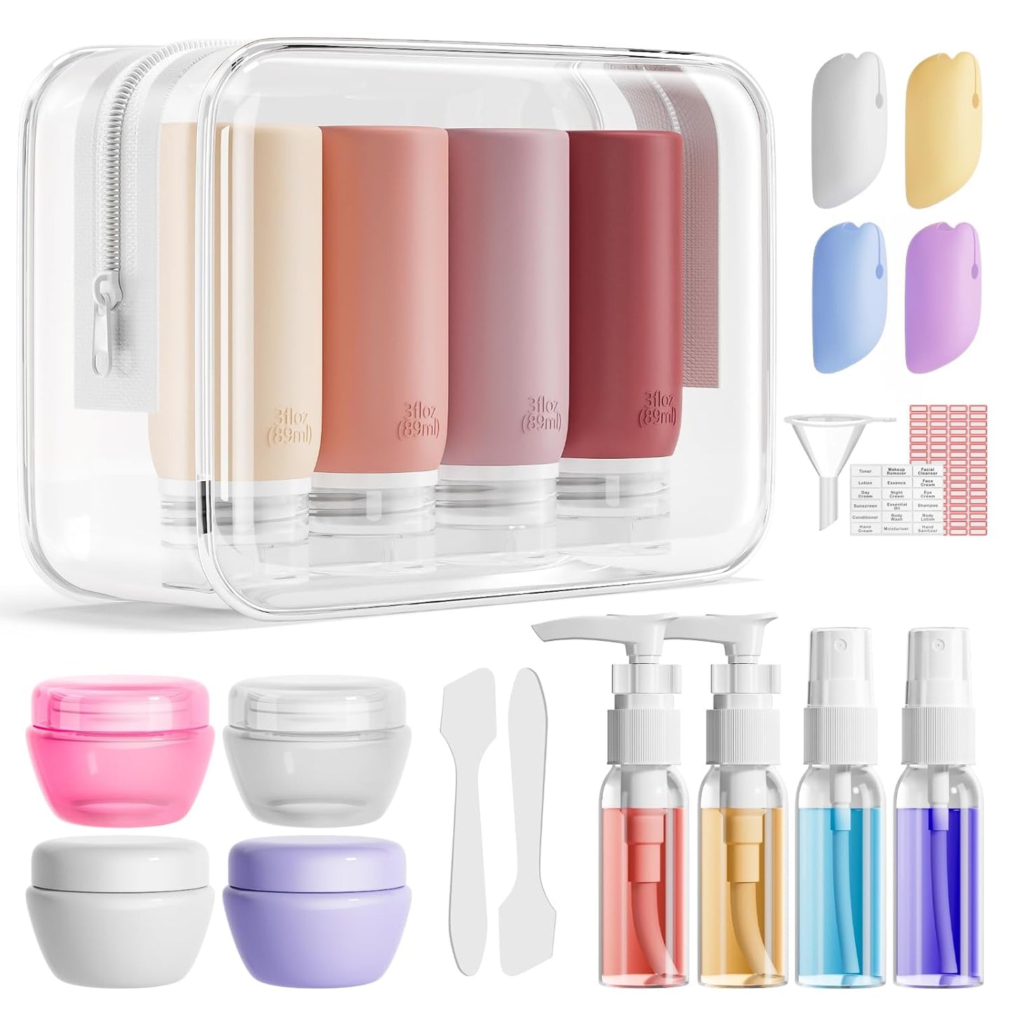 Travel Bottles for Toiletries - 21 Pack Leak-Proof TSA Compliant Silicone Containers | BPA Free, Purple