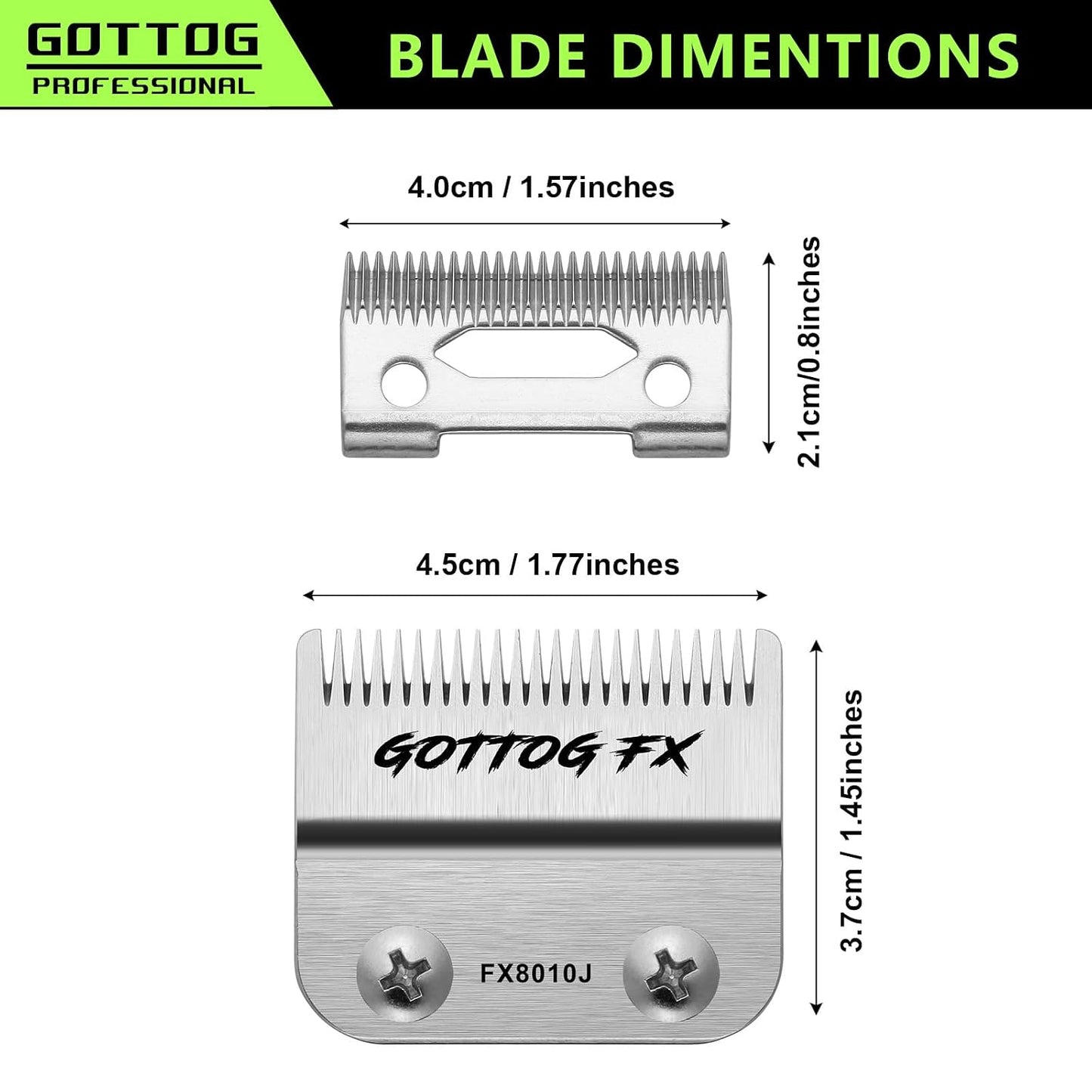 Replacement Blades for BaBylissPRO FX870, FX890, FX825 Clippers - DLC Fade Blade, Silver