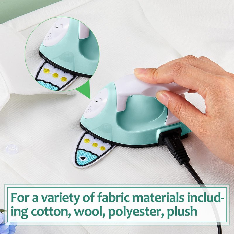 Honoson Mini Craft Iron Mini Heat Press Small Iron 3.93 x 2.36 x 2.76 in Portable Handy Tiny Flatiron with Charging Base Accessory for Fuse Bead Patch DIY Heat Transfer Vinyl(Mint Green)