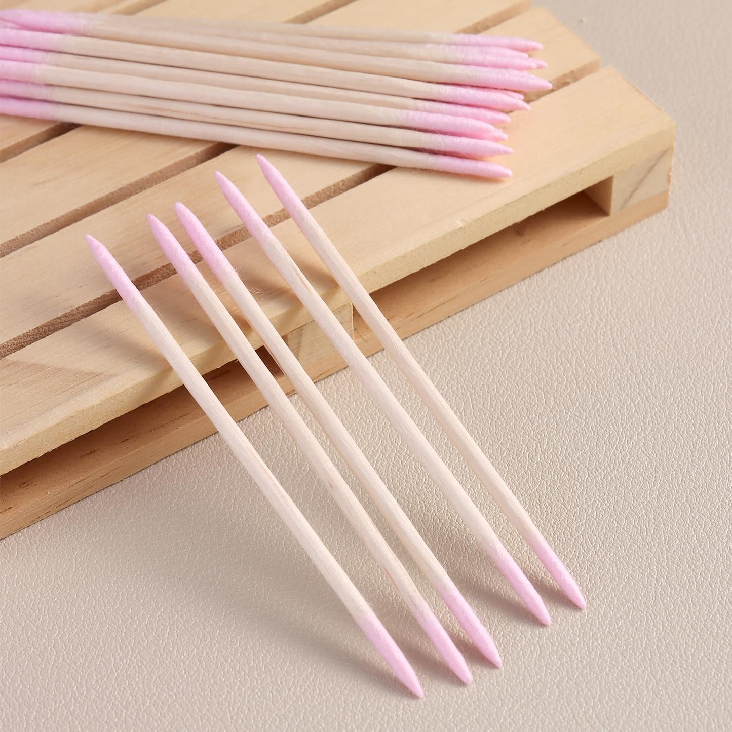 Pointed Tip Cotton Swabs - 200pcs Double-Head Microblading Applicators | Pink Wooden Sticks for Makeup & Nail Polish Removal