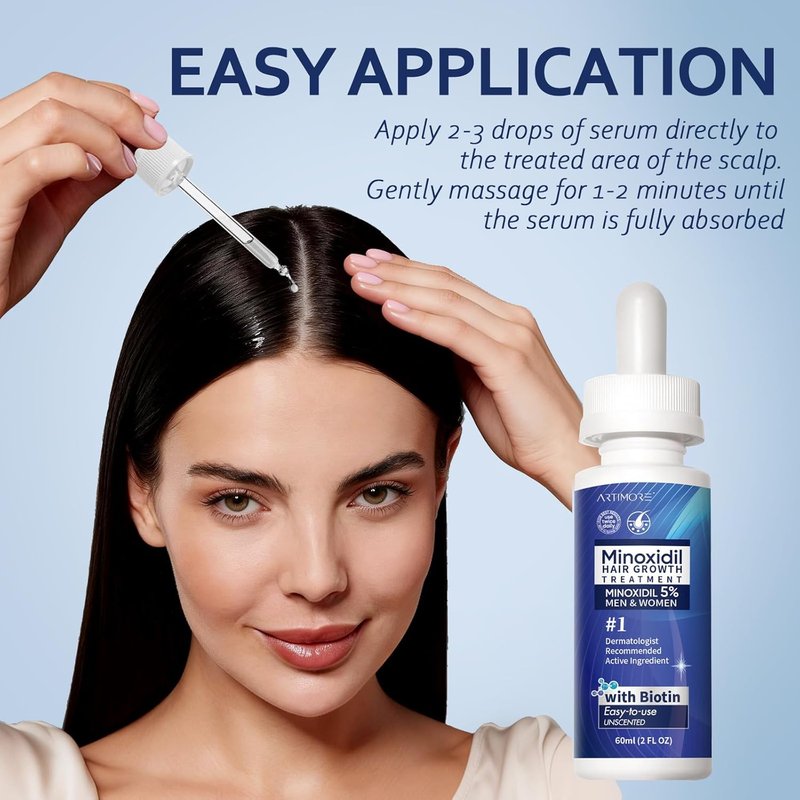 5% Minoxidil Hair Growth Serum - Extra Strength Regrowth Treatment with Biotin | 12 FL OZ Dropper