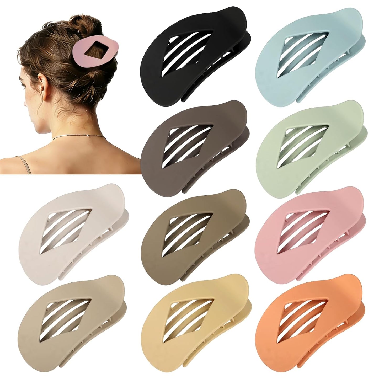 Flat Hair Clips for Women - 10 PCS Large Matte & Tortoise Claw Clips | 4.2 Inch Strong Hold for Thick/Thin Hair
