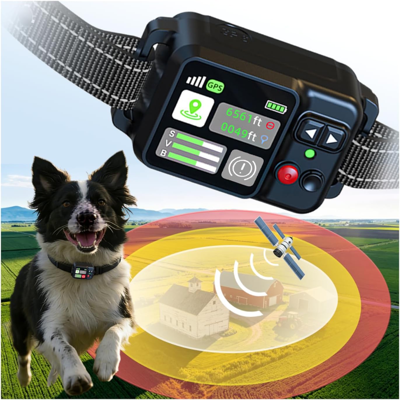 GPS Wireless Dog Fence System - Adjustable Range 49 to 6561ft | 3 Training Modes, Waterproof & Rechargeable