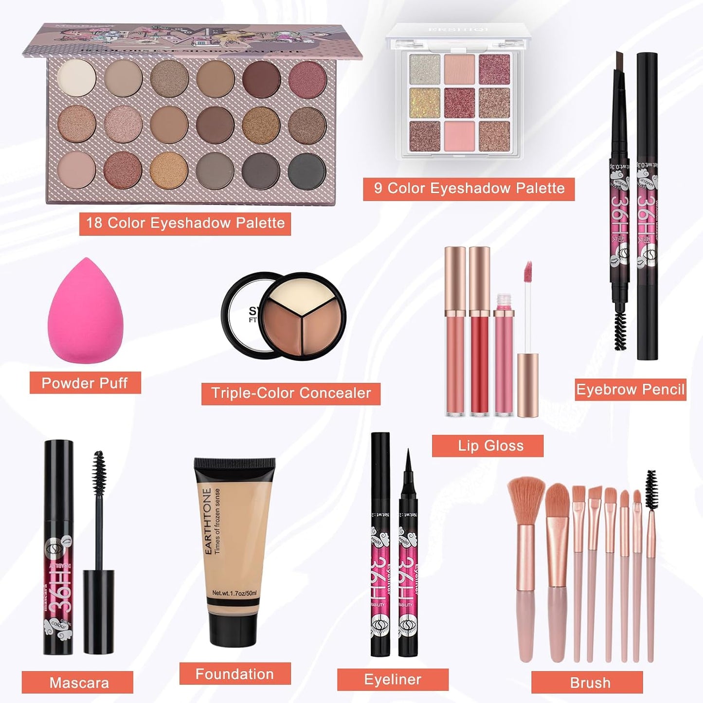 Makeup Kit for Teen Girls - Complete Gift Set with Foundation, Eyeshadow, Lipstick, Eyeliner & Brushes | Perfect for Beginners