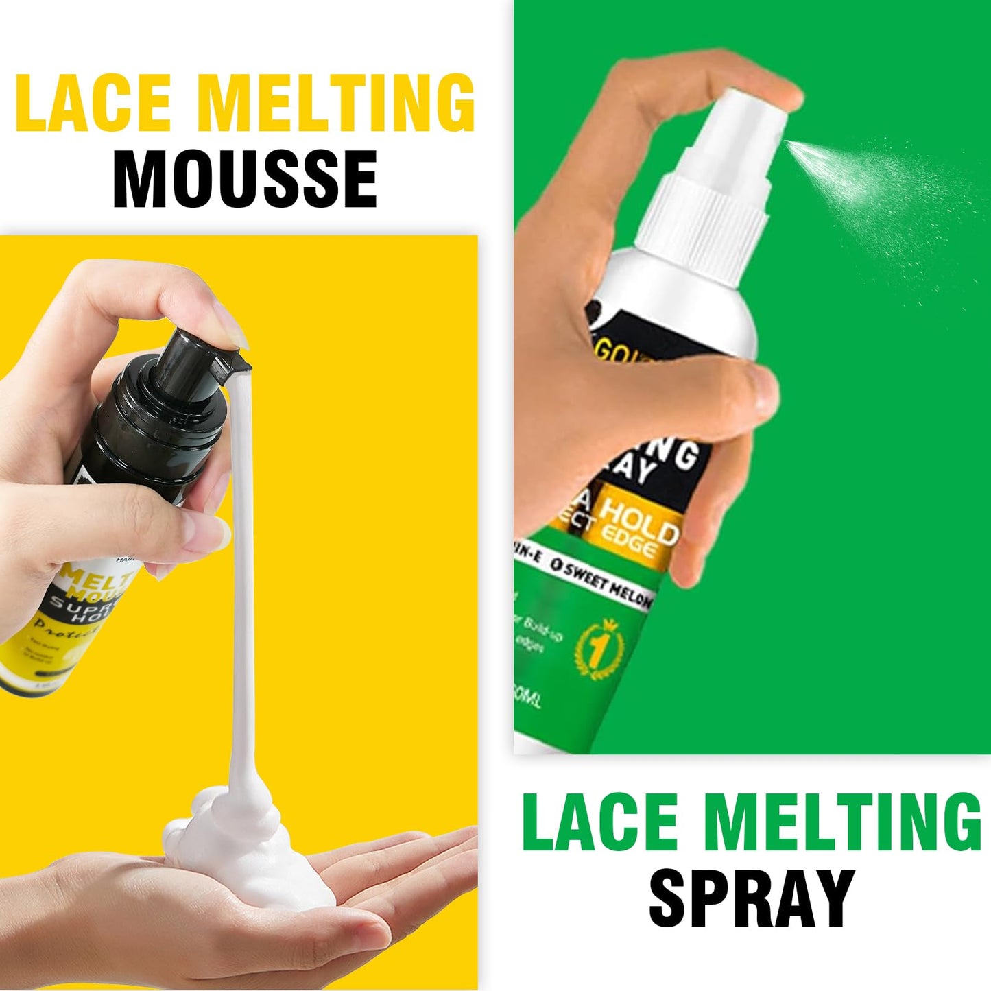 Lace Melting and Holding Mousse Glue-Less Hair Adhesive for Wigs, Wig Glue Lace Melting Spray Lace Melt Mousse for Closure Wigs Extensions, Wig Melting Mousse Supreme Hold for Wig Hair Wig Install Kit