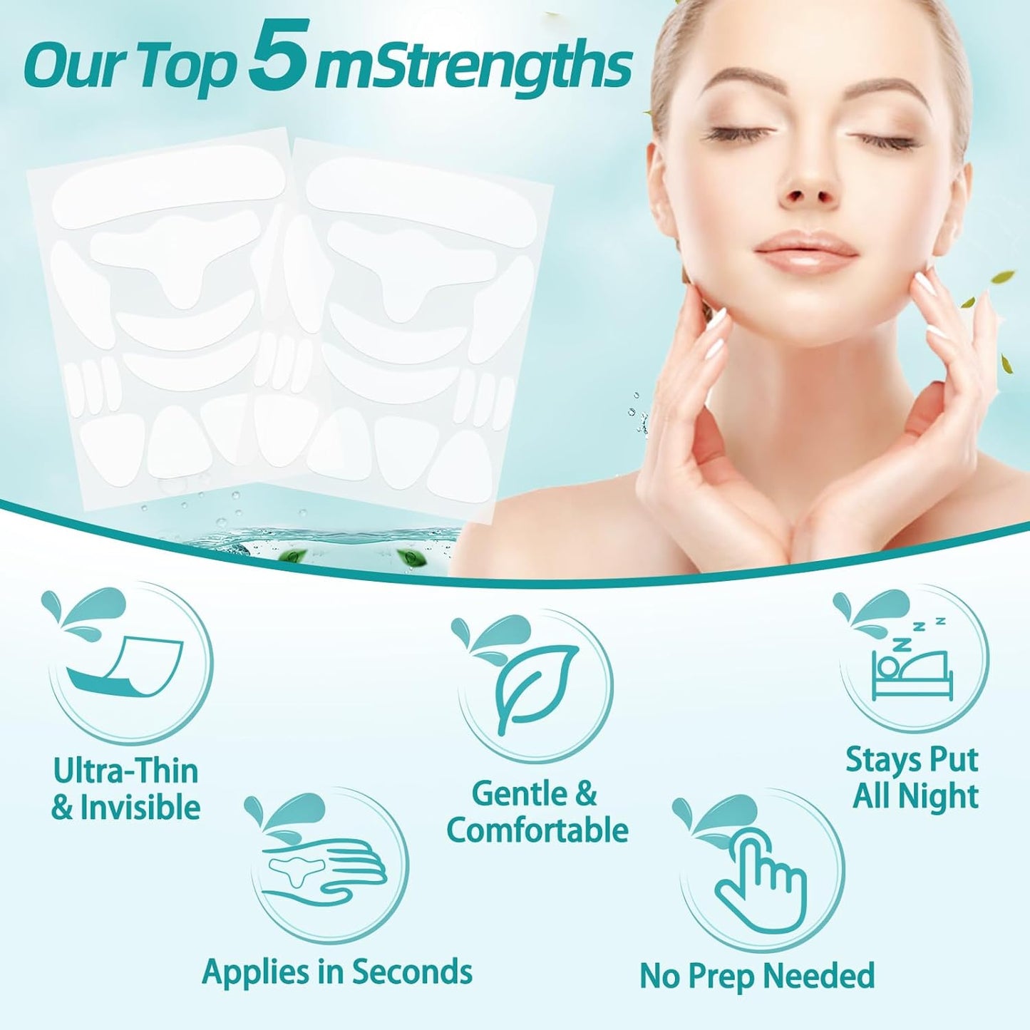Face Wrinkle Patches - 208 Pcs Overnight Anti-Wrinkle Tape for Forehead & Smile Lines | Comfortable Stay-On Design