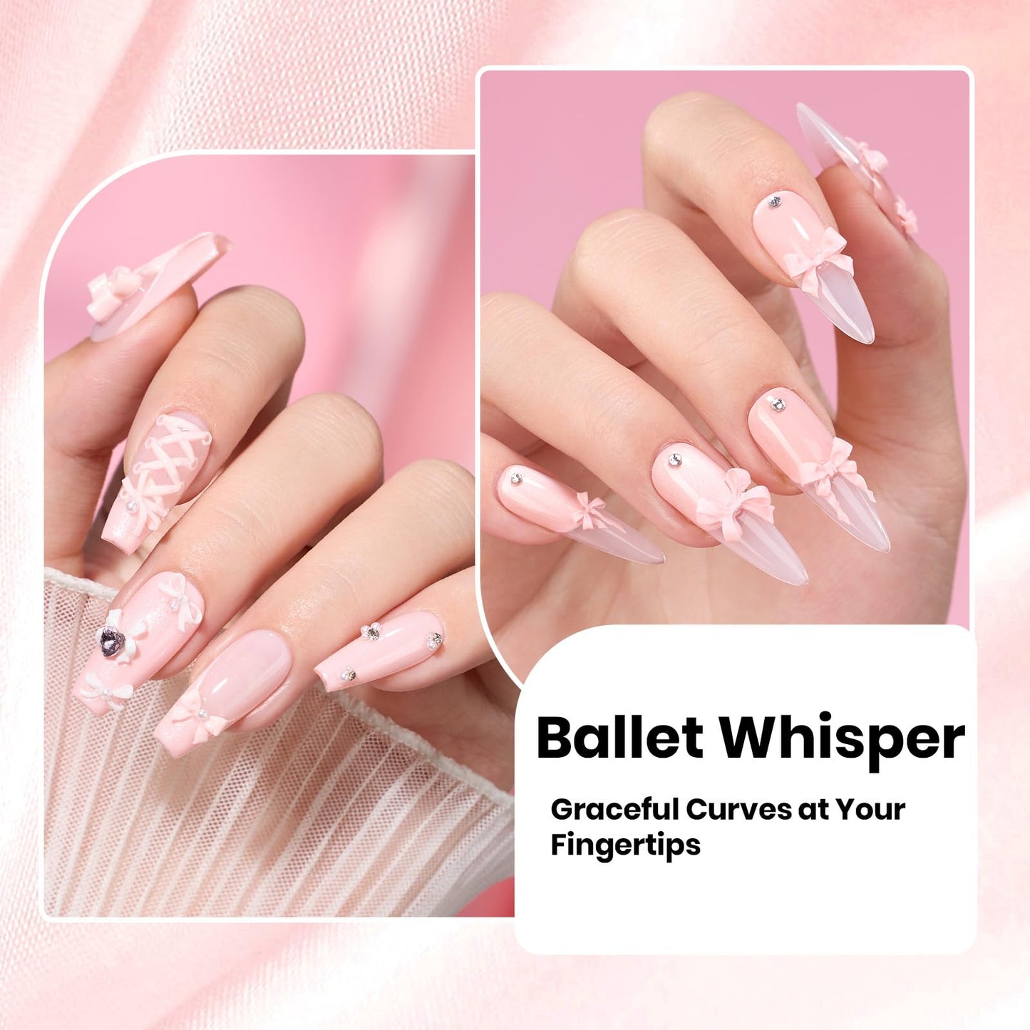 Beetles 3D Gel Nail Art with 3D Mold,Pink Solid Builder Nail Gel,Non-Sticky Sculpting 3D Nails & Dual-Ended Sculpture Pen & Stiletto Dual From, Beginner Friendly DIY at Home,Ballet Whisper