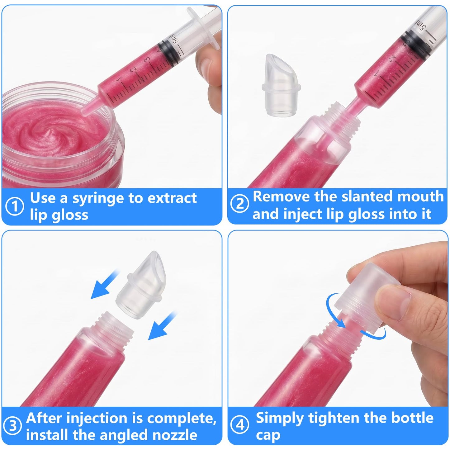 AskBed 6PCS Refillable Empty Lip Gloss Tubes 8ml, with 5ml Syringes