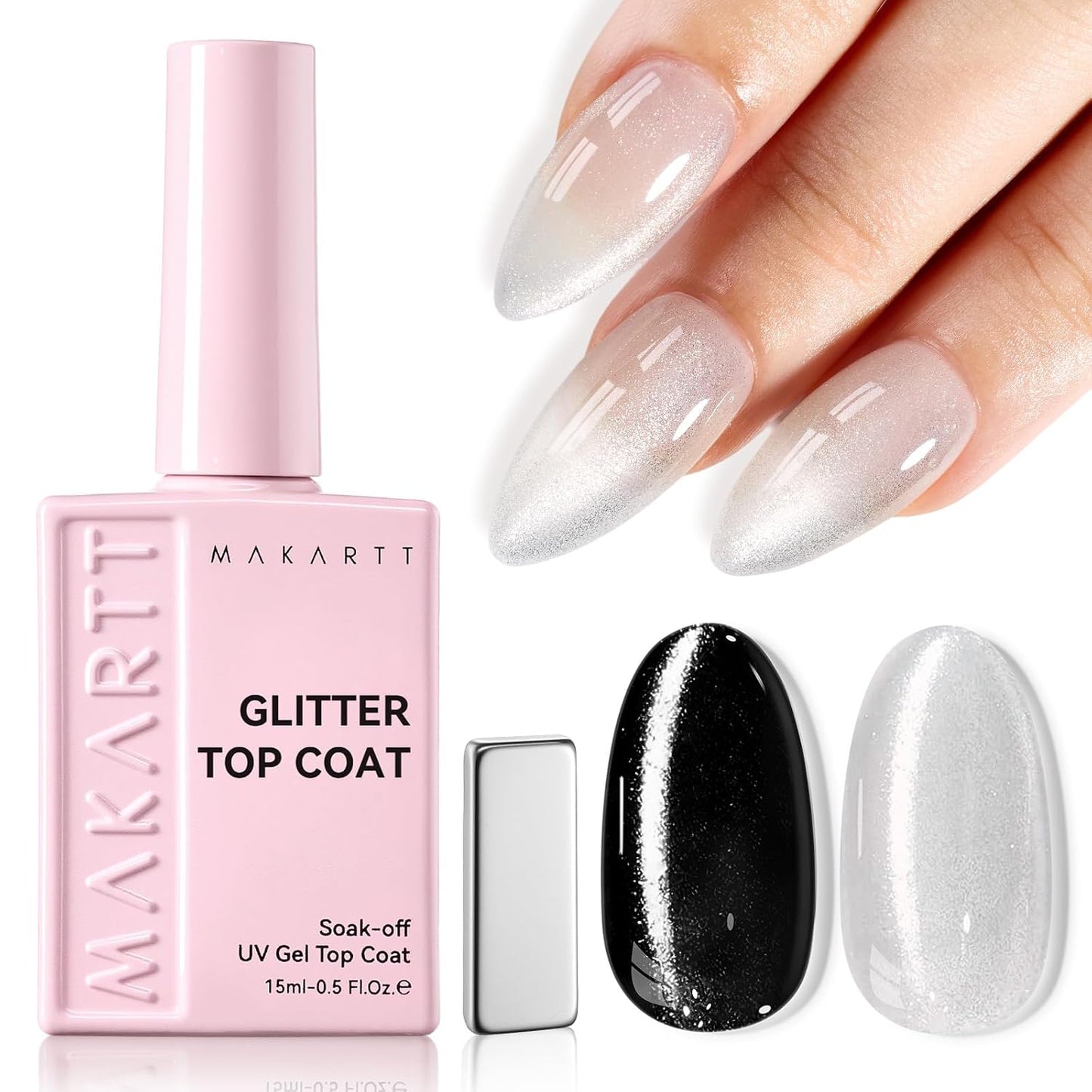 Gel Top and Base Coat Set - Hema-Free, No Wipe, Diamond-Shine | 2 PCS 15ml for Long-Lasting Nail Polish
