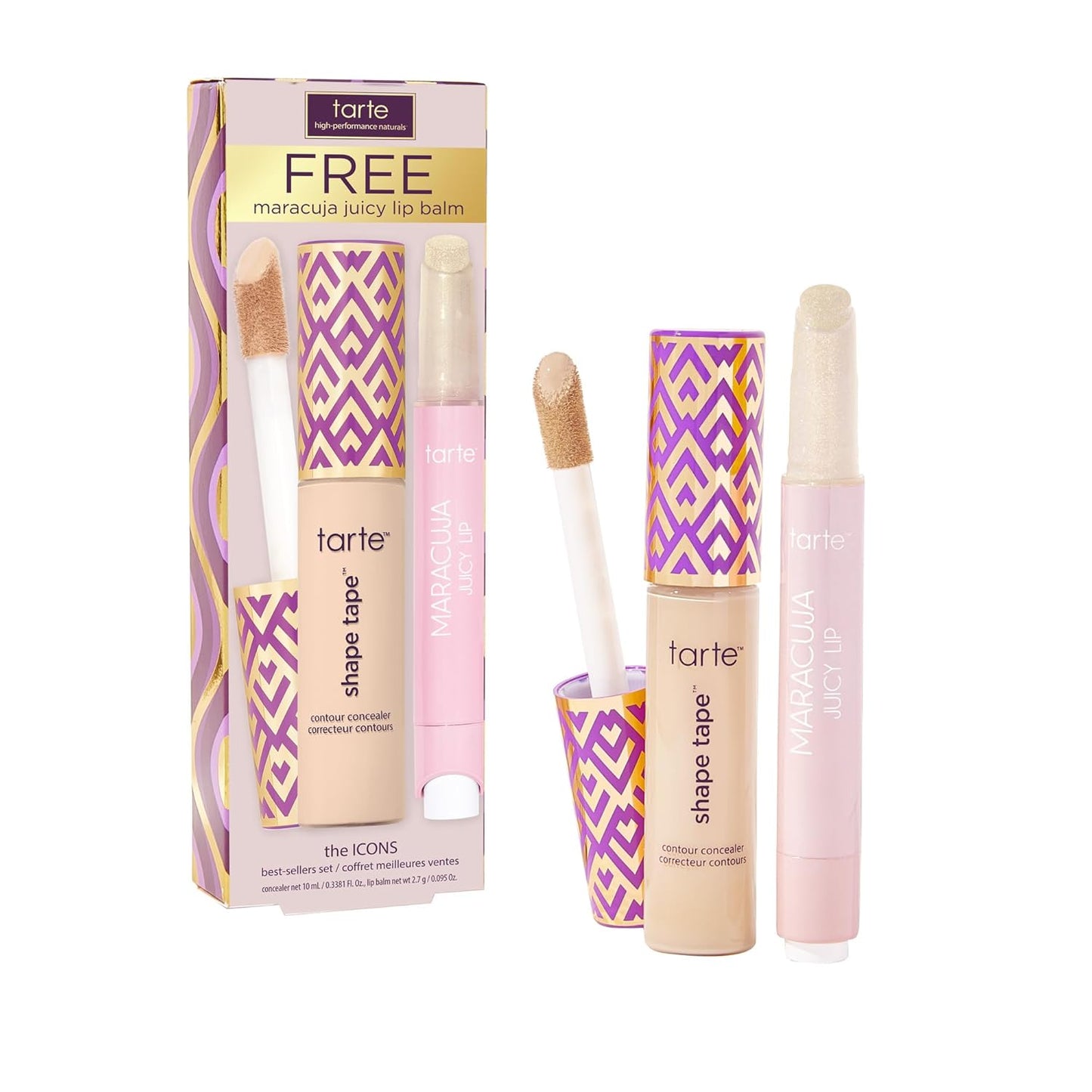 Tarte Shape Tape Concealer & Maracuja Juicy Lip Duo - Full Coverage for Dark Circles | Hydrating Lip Gloss Balm