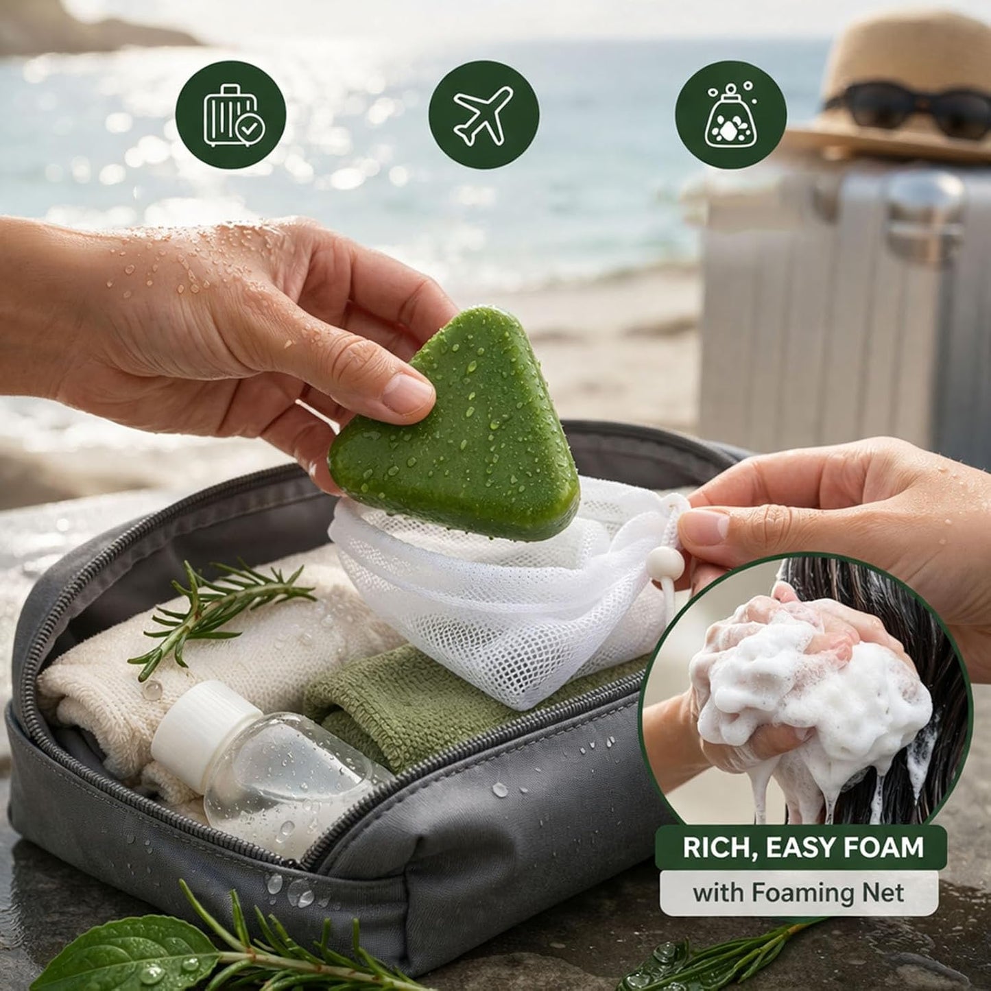 Korean Scalp Shampoo Bar - Rosemary Amino Acid Formula for Thinning Hair | Gentle, Hydrating Herbal Care